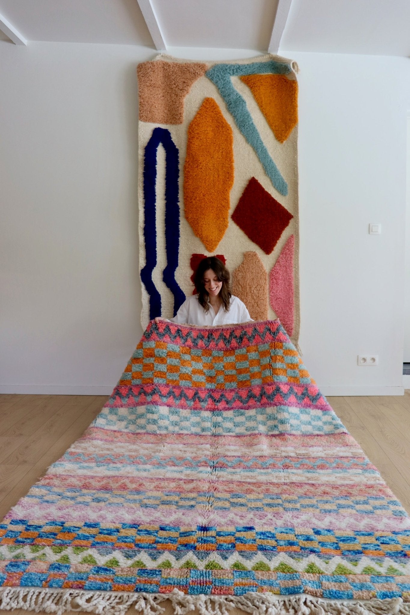 Beni Ouarain Moroccan Colorful Rug (1042) 235x168cm - Arlequin - Tree of Colors