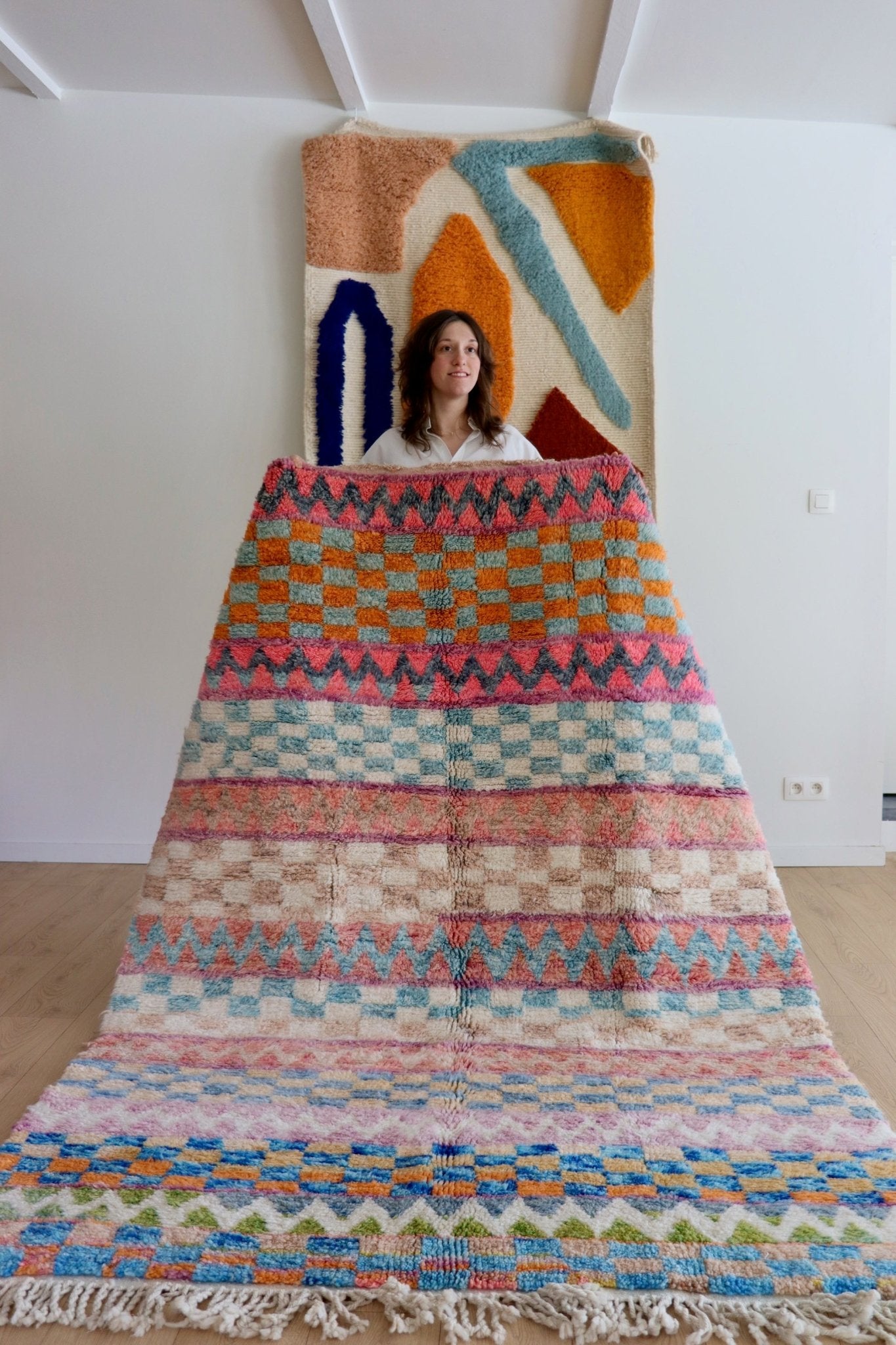 Beni Ouarain Moroccan Colorful Rug (1042) 235x168cm - Arlequin - Tree of Colors