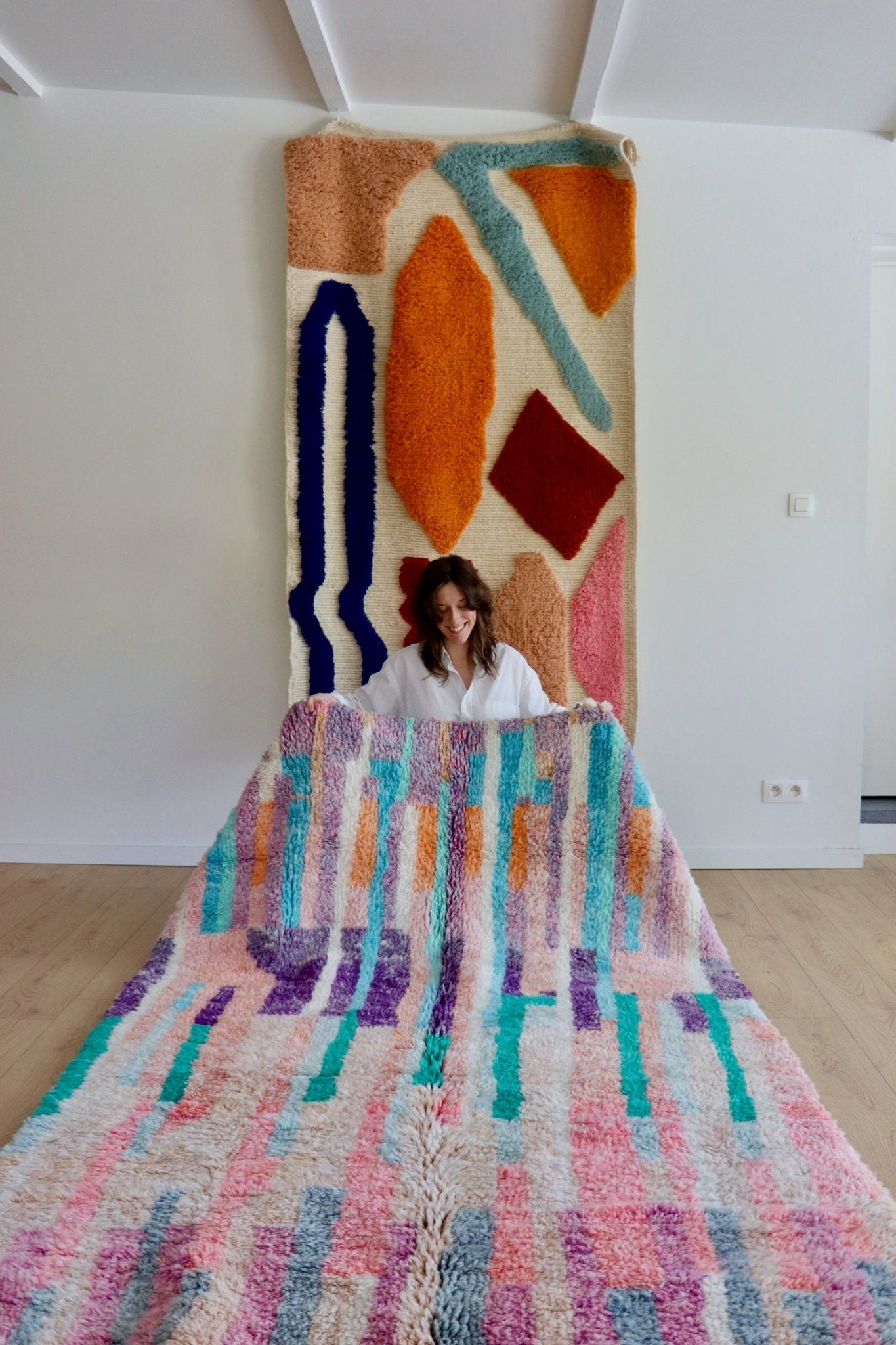 Beni Ouarain Moroccan Colorful Rug (1043) 250x161cm - Noelle - Tree of Colors