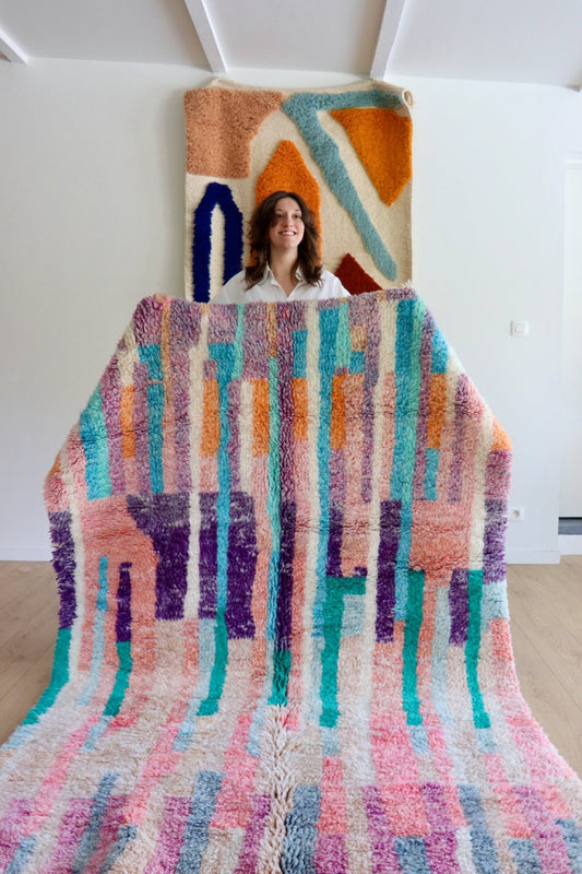 Beni Ouarain Moroccan Colorful Rug (1043) 250x161cm - Noelle - Tree of Colors