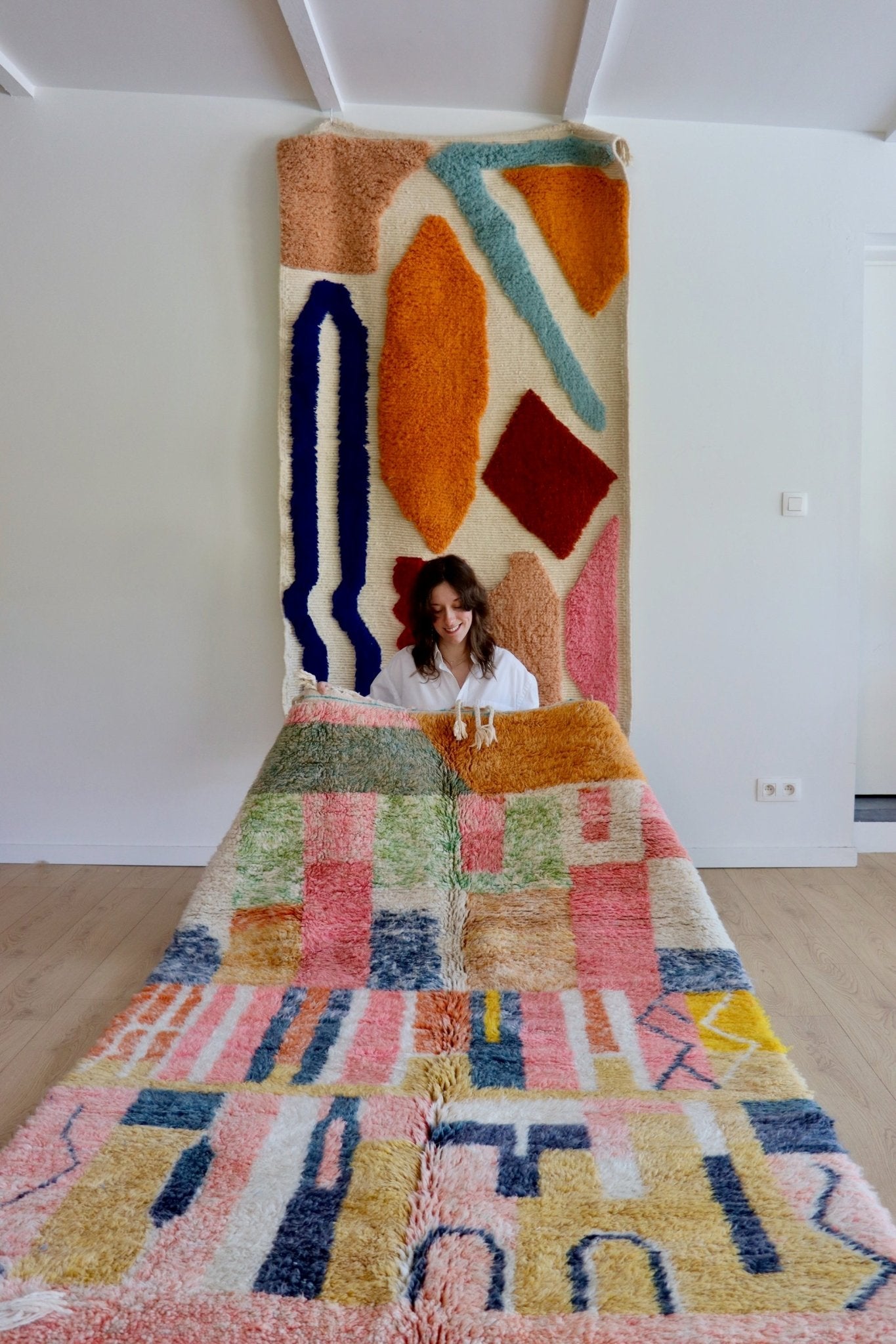 Beni Ouarain Moroccan Colorful Rug (1048) 248x155cm - Ewilan - Tree of Colors