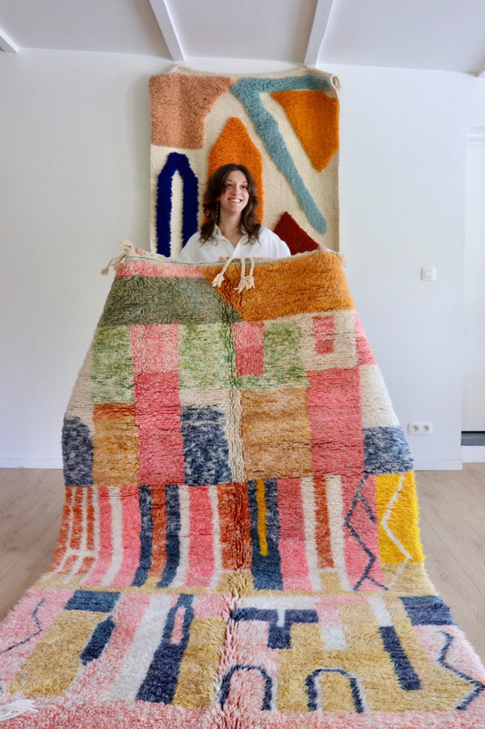 Beni Ouarain Moroccan Colorful Rug (1048) 248x155cm - Ewilan - Tree of Colors