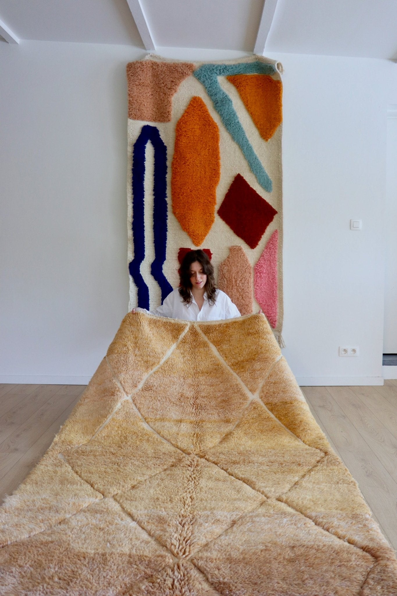 Beni Ouarain Moroccan Colorful Rug (1050) 252x157cm - Sunny - Tree of Colors