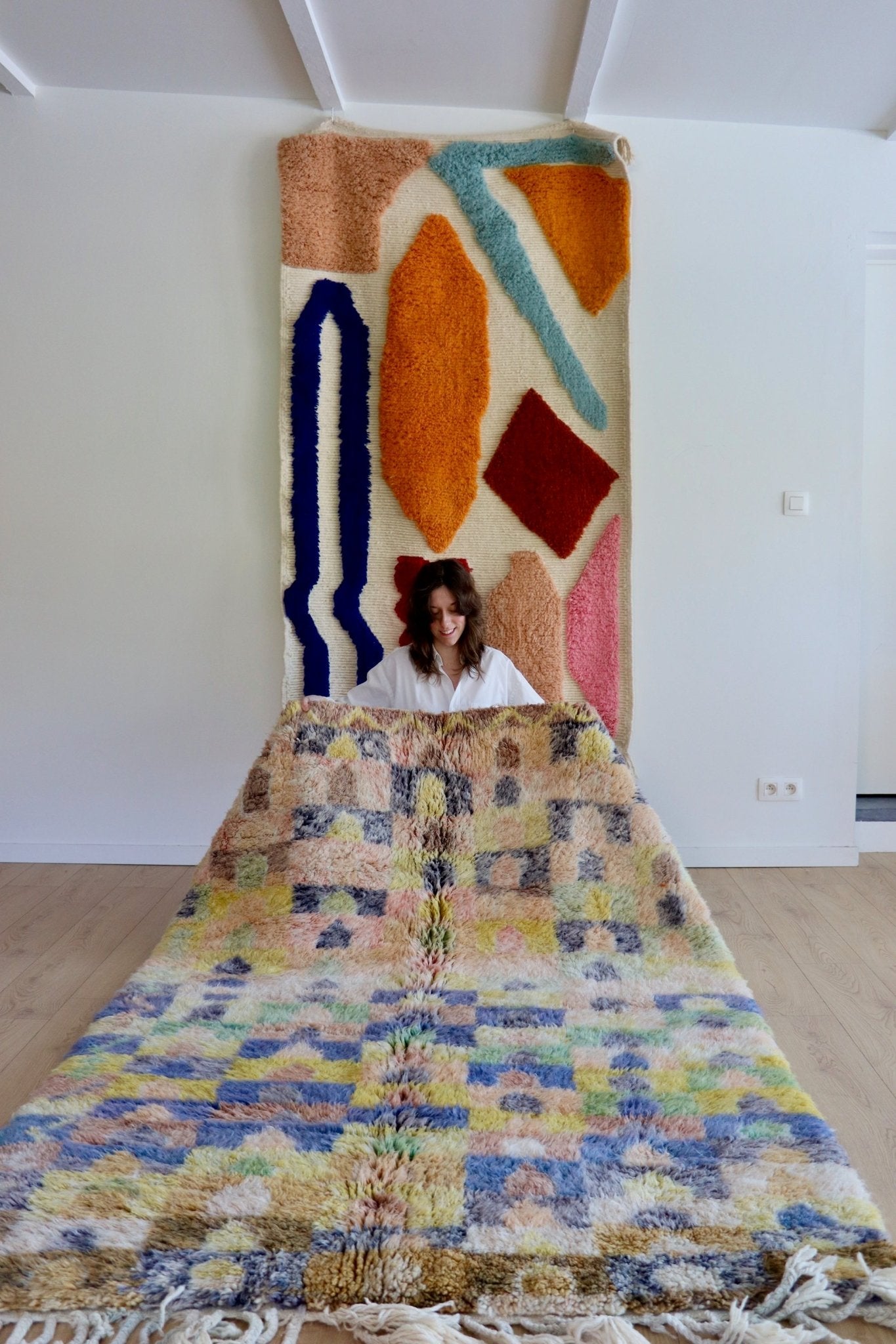 Beni Ouarain Moroccan Colorful Rug (1052) 232x156cm - Sunrise - Tree of Colors