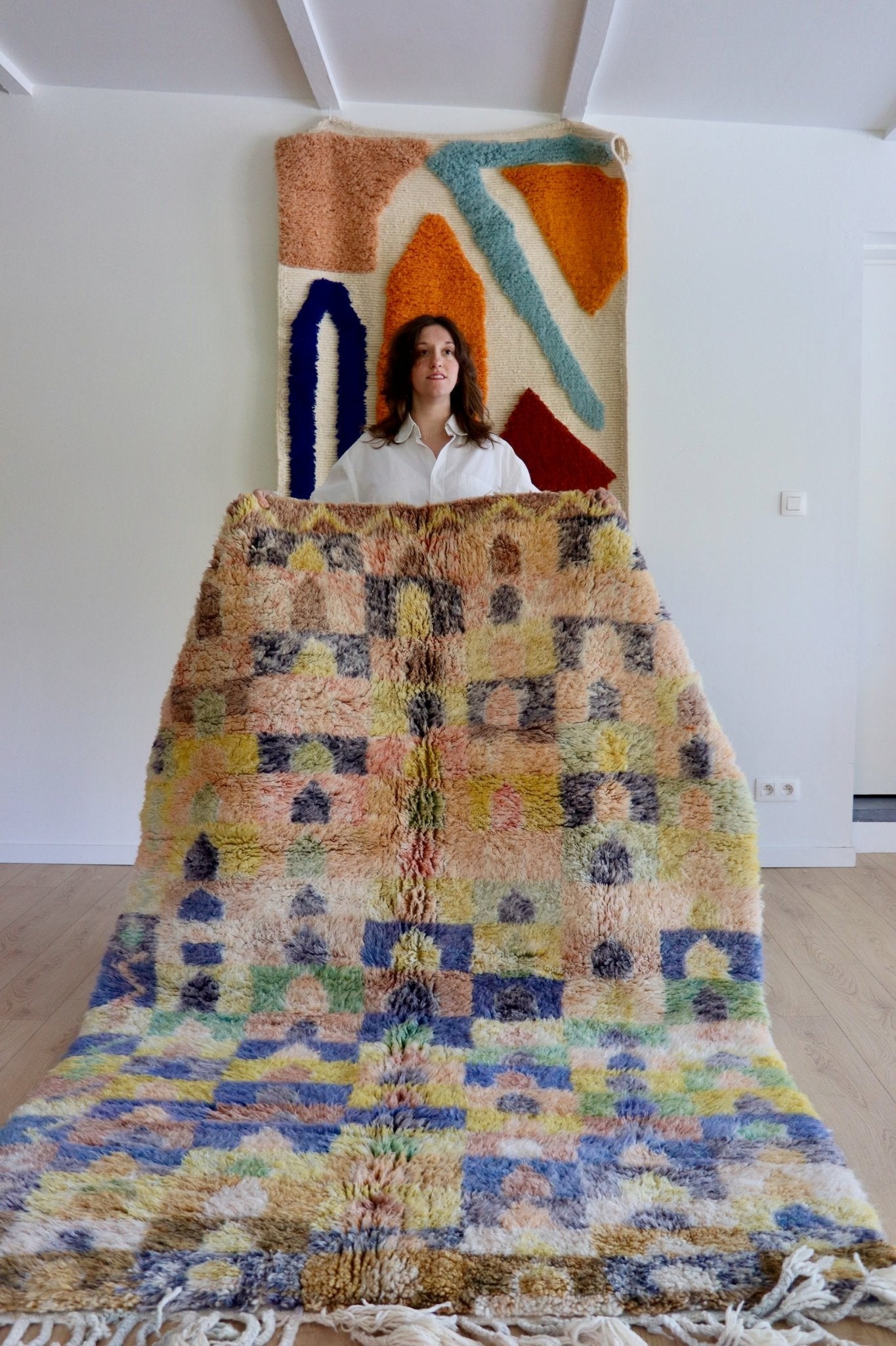 Beni Ouarain Moroccan Colorful Rug (1052) 232x156cm - Sunrise - Tree of Colors