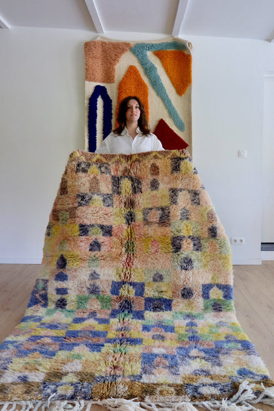 Beni Ouarain Moroccan Colorful Rug (1052) 232x156cm - Sunrise - Tree of Colors