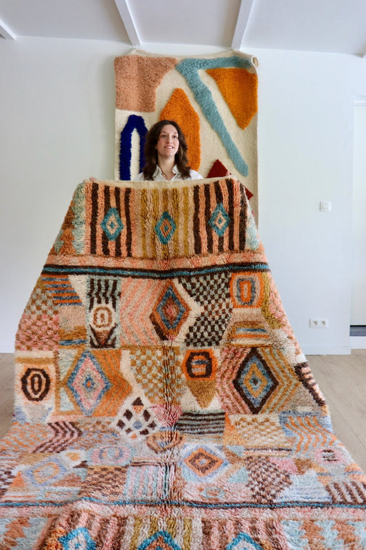 Beni Ouarain Moroccan Colorful Rug (1053) 261x174cm - The 70s - Tree of Colors