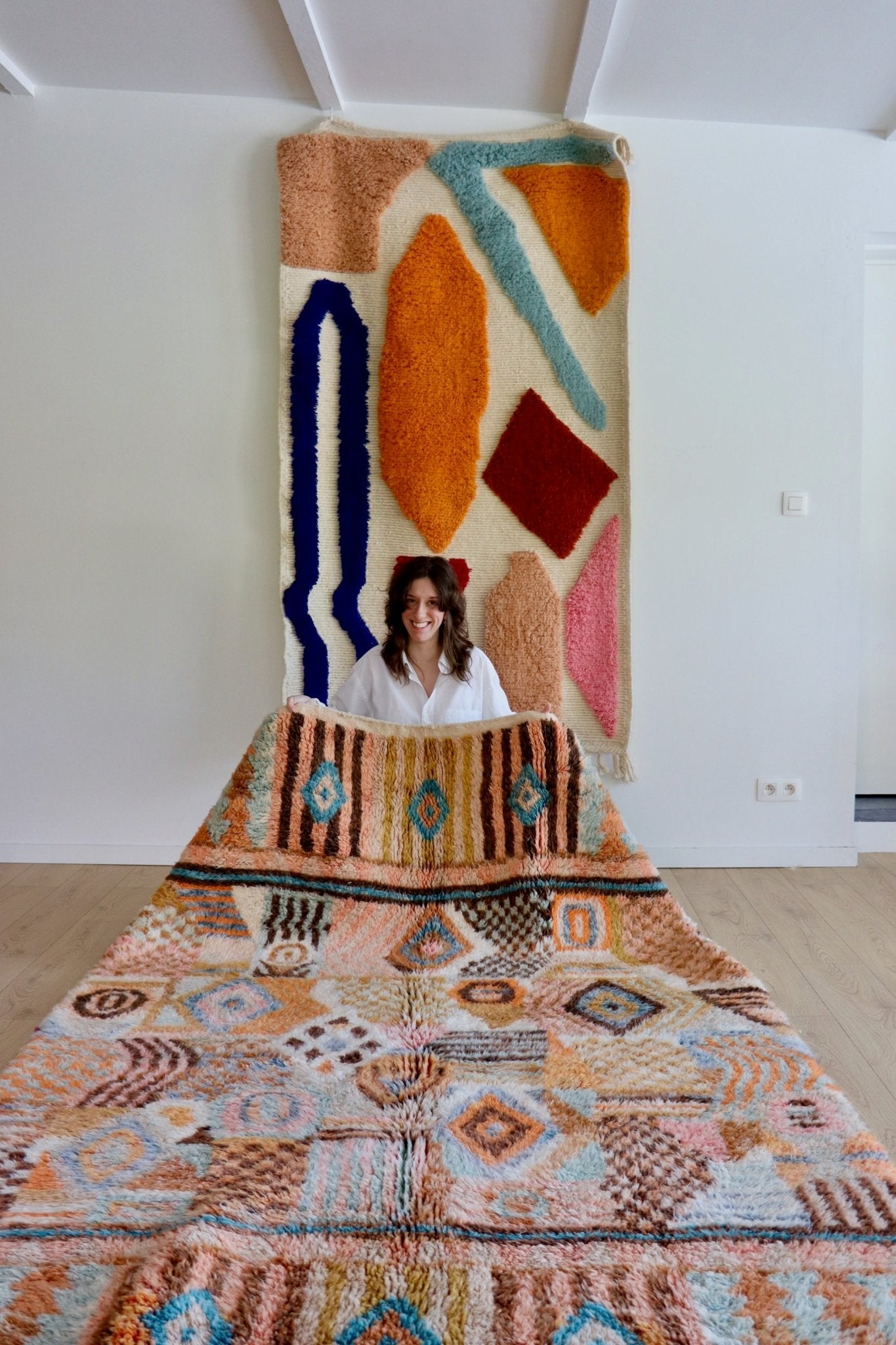 Beni Ouarain Moroccan Colorful Rug (1053) 261x174cm - The 70s - Tree of Colors