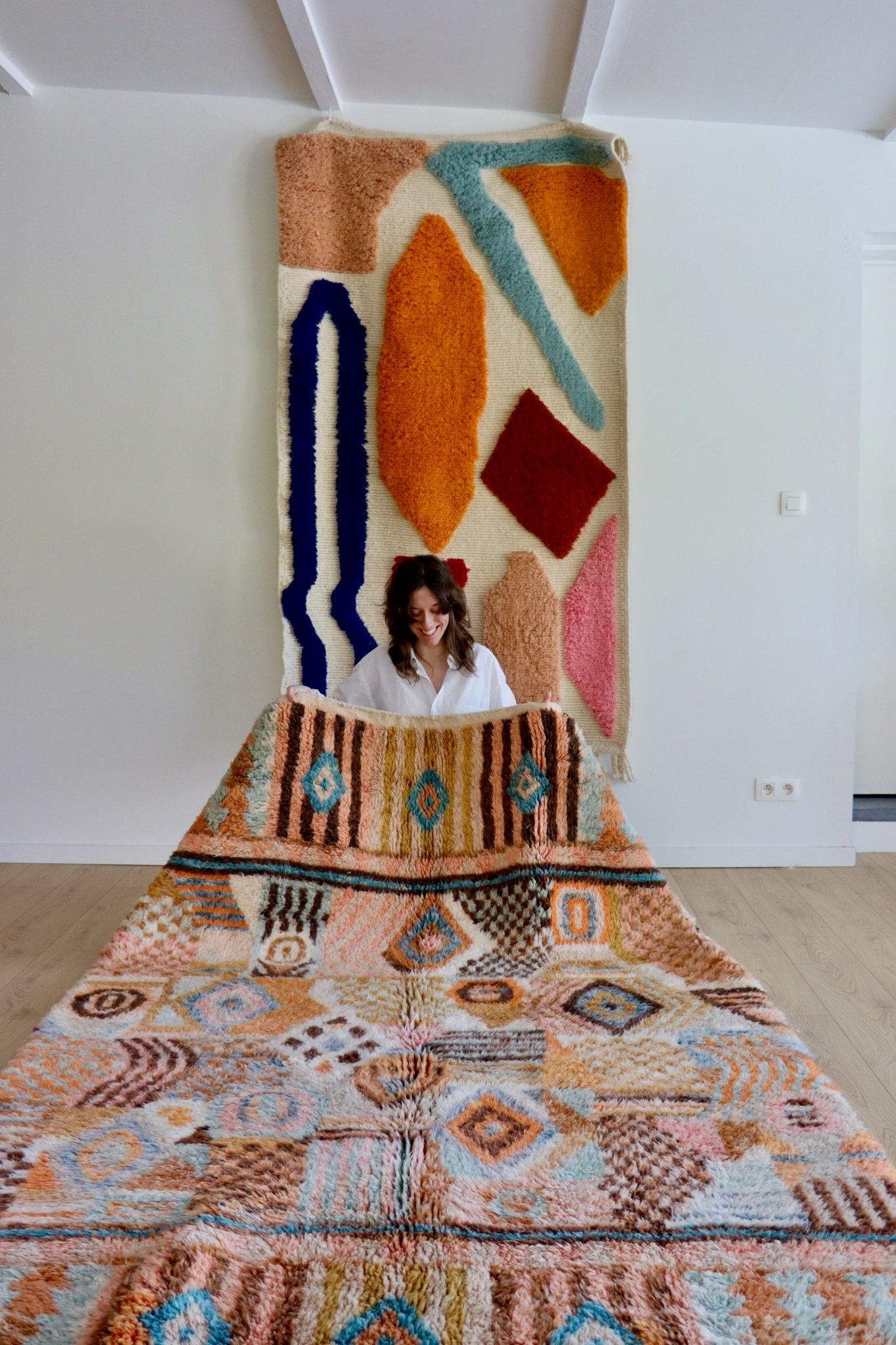 Beni Ouarain Moroccan Colorful Rug (1053) 261x174cm - The 70s - Tree of Colors