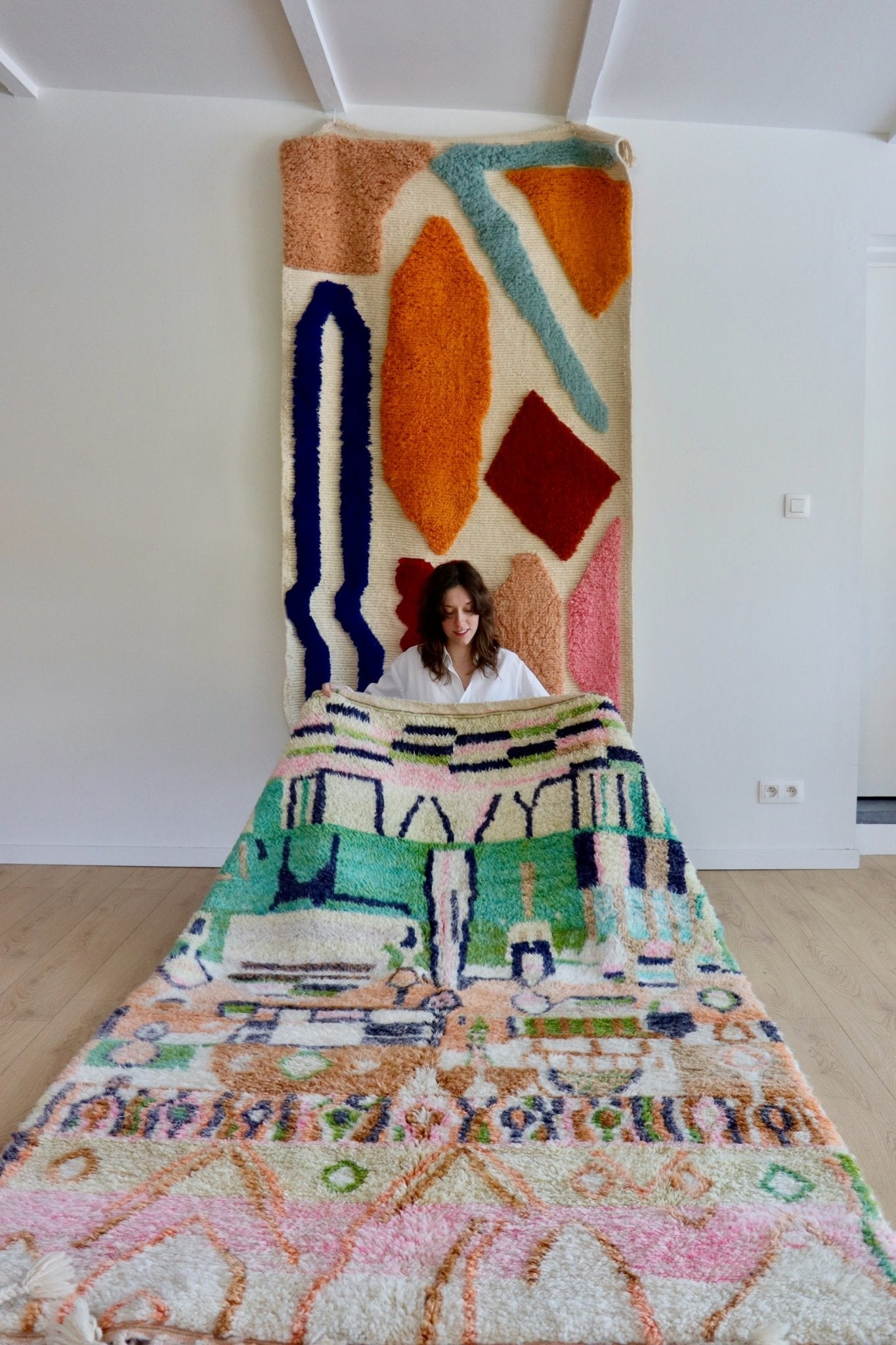 Beni Ouarain Moroccan Colorful Rug (1055) 249x160cm - Ourika - Tree of Colors