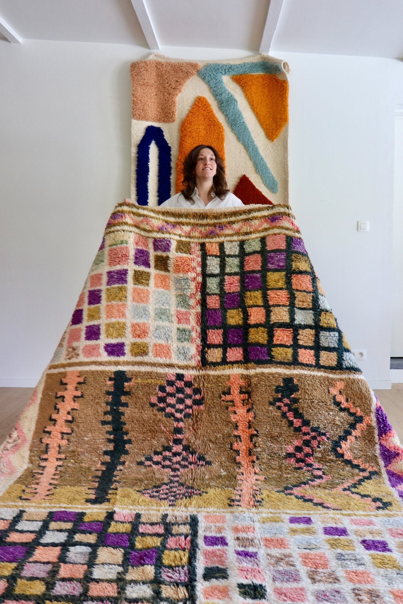 Beni Ouarain Moroccan Colorful Rug (1056) 292x214cm - Board Game - Tree of Colors