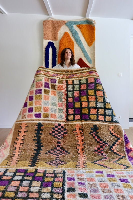 Beni Ouarain Moroccan Colorful Rug (1056) 292x214cm - Board Game - Tree of Colors