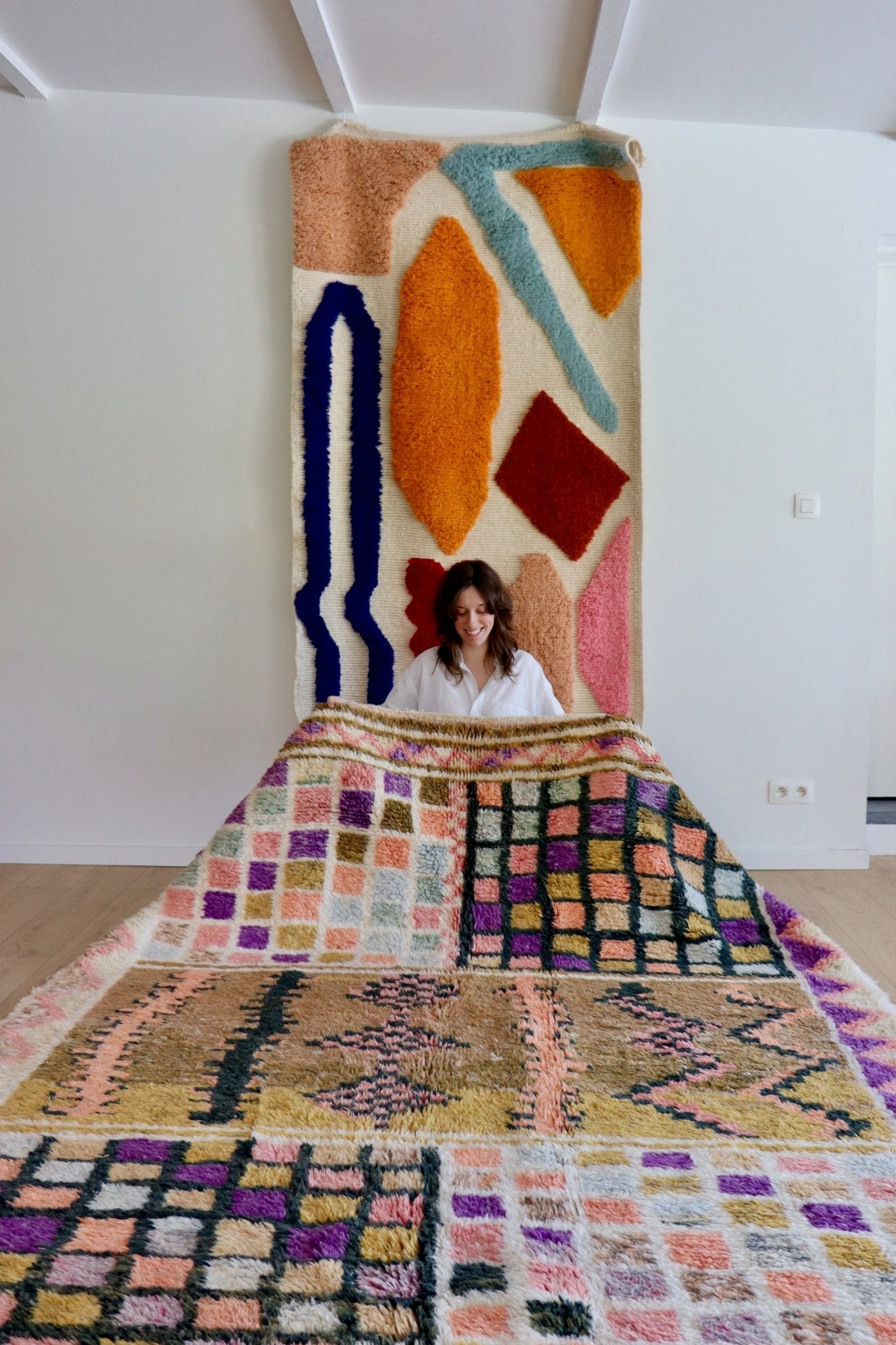 Beni Ouarain Moroccan Colorful Rug (1056) 292x214cm - Board Game - Tree of Colors