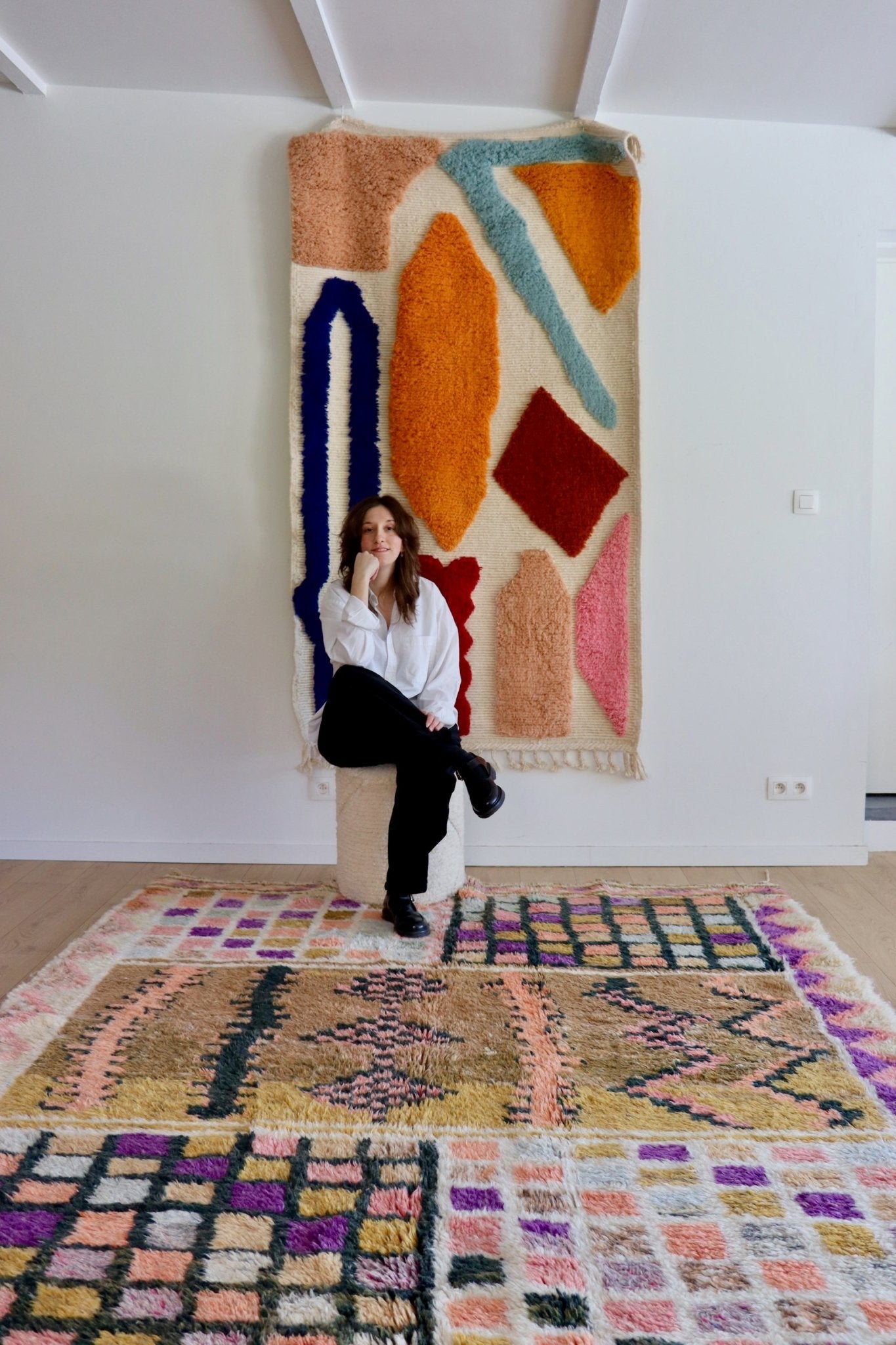 Beni Ouarain Moroccan Colorful Rug (1056) 292x214cm - Board Game - Tree of Colors