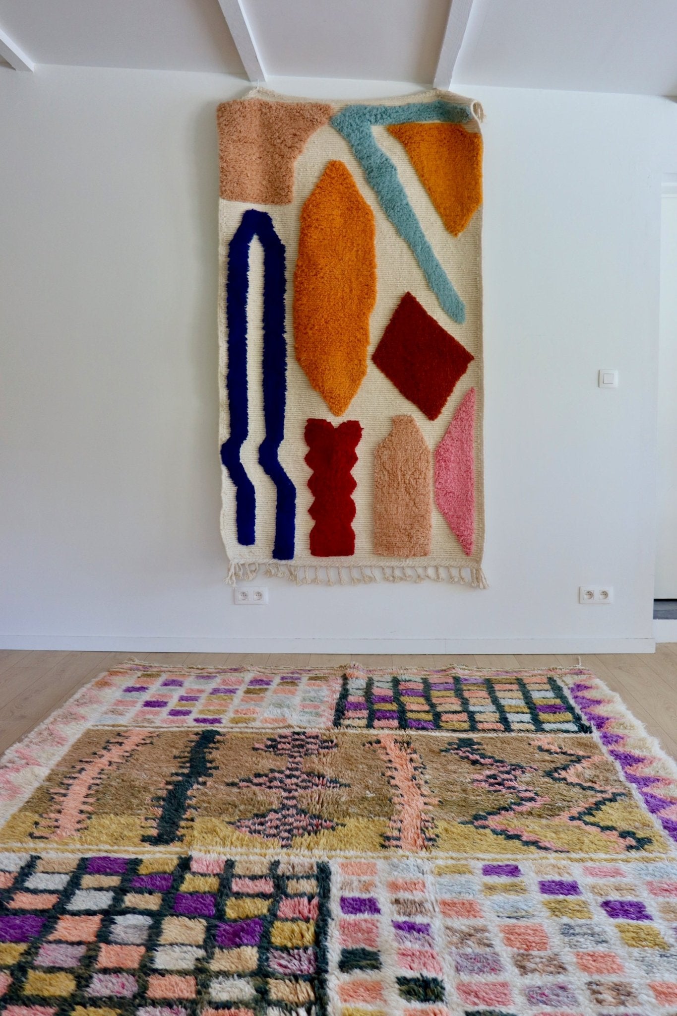 Beni Ouarain Moroccan Colorful Rug (1056) 292x214cm - Board Game - Tree of Colors