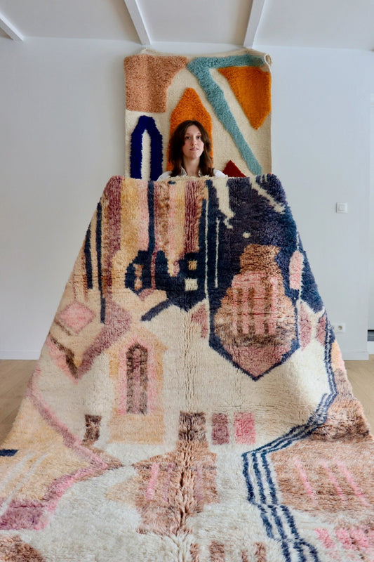 Beni Ouarain Moroccan Colorful Rug (1061) 294x198cm - Good Night - Tree of Colors