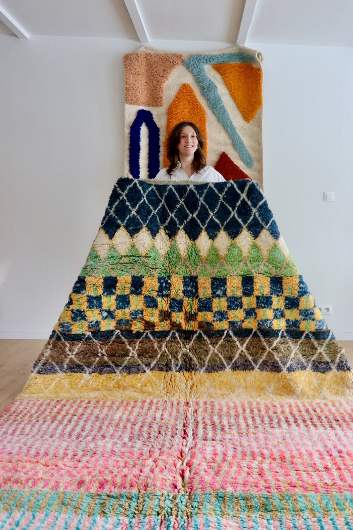 Beni Ouarain Moroccan Colorful Rug (1062) 291x213cm - Circus - Tree of Colors