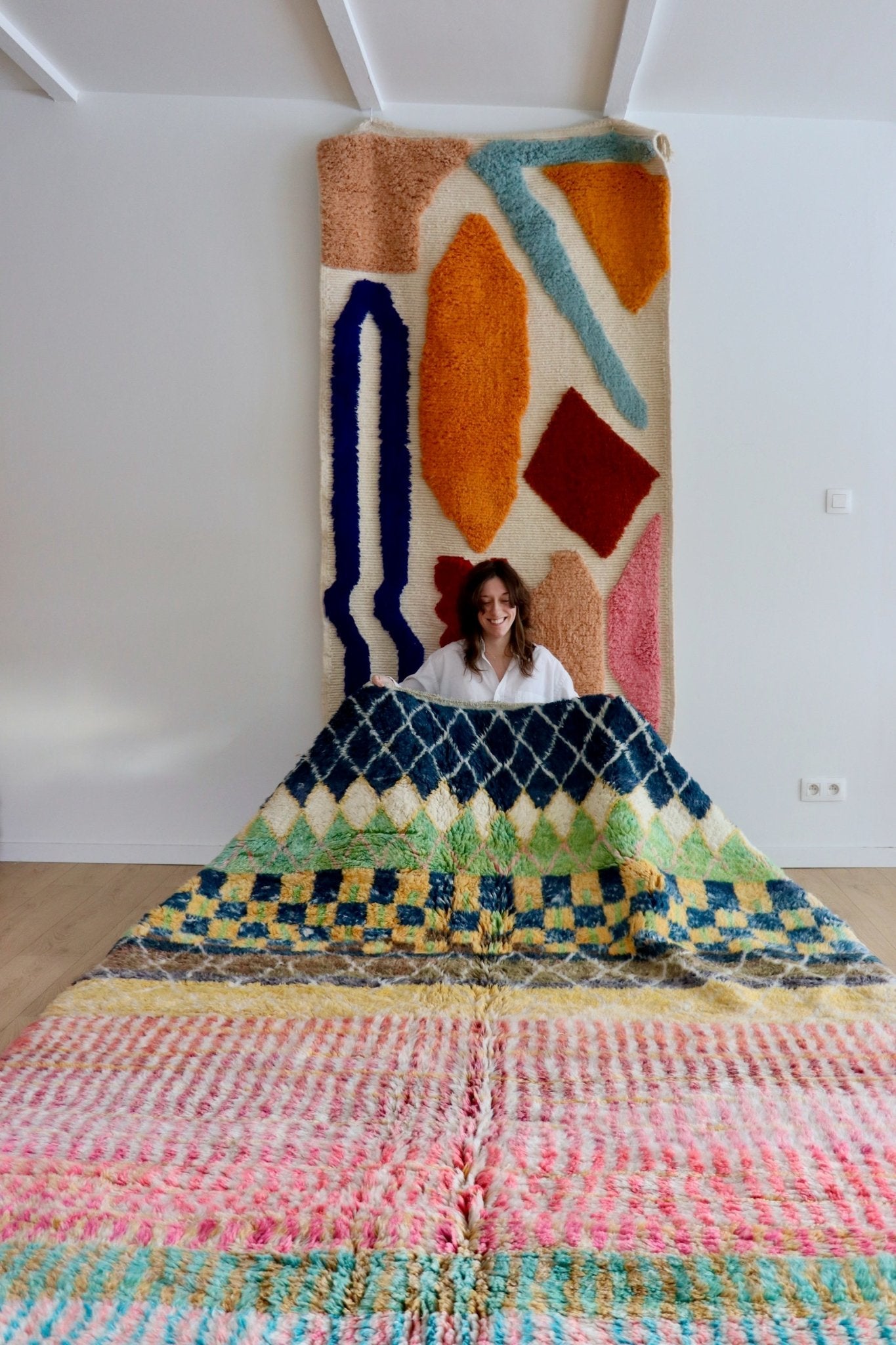 Beni Ouarain Moroccan Colorful Rug (1062) 291x213cm - Circus - Tree of Colors