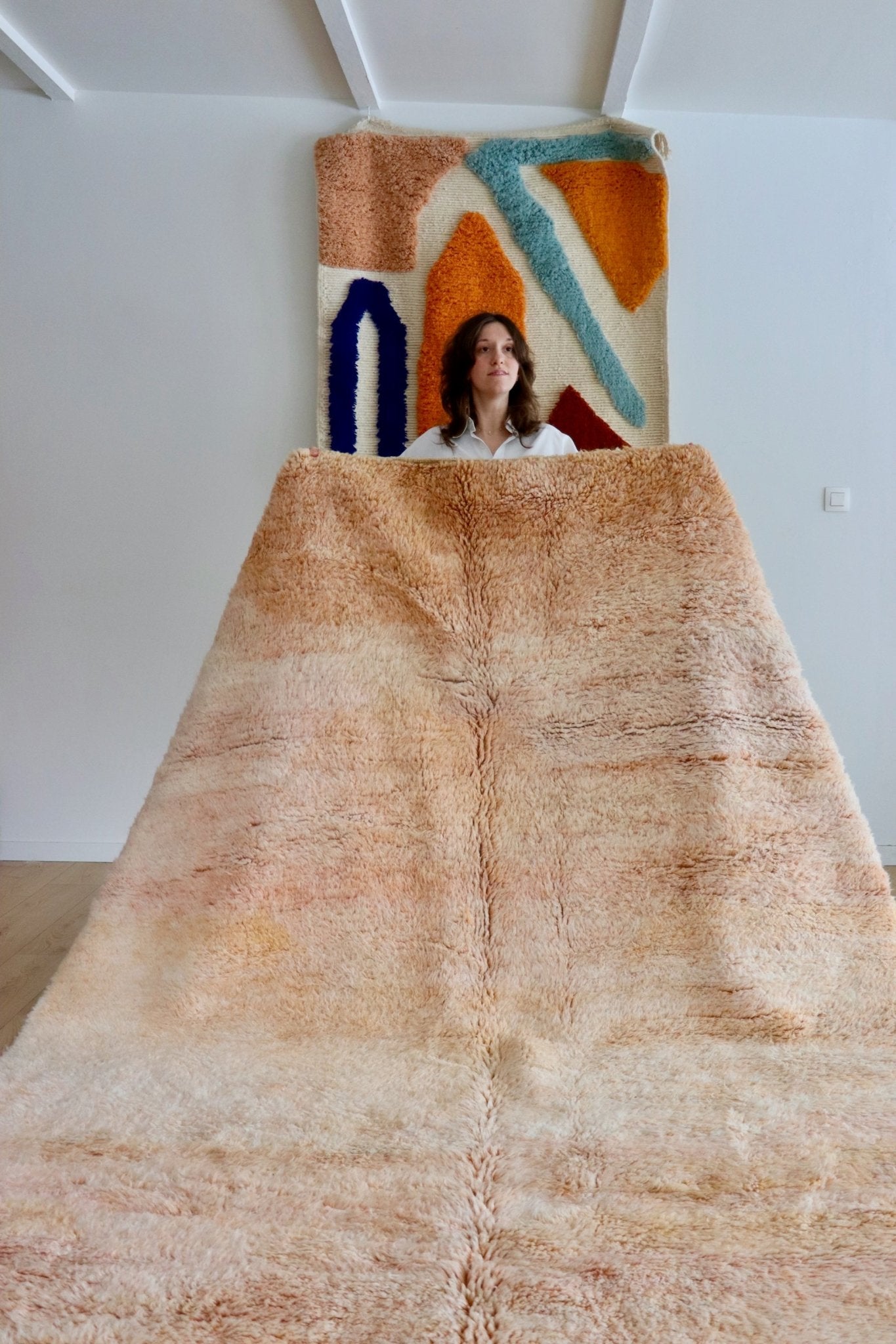 Beni Ouarain Moroccan Colorful Rug (1063) 280x212cm - Romantic flight - Tree of Colors