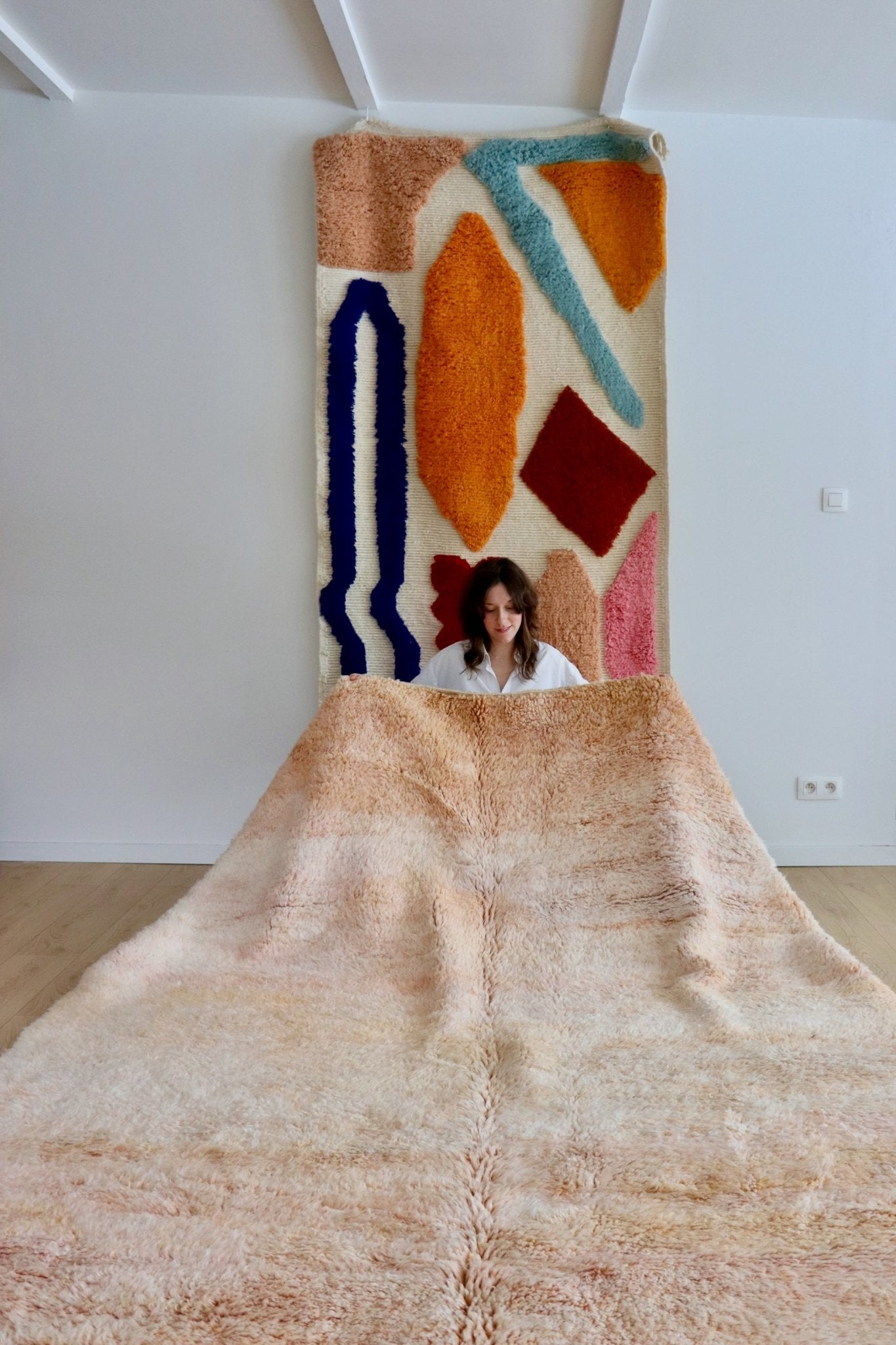 Beni Ouarain Moroccan Colorful Rug (1063) 280x212cm - Romantic flight - Tree of Colors