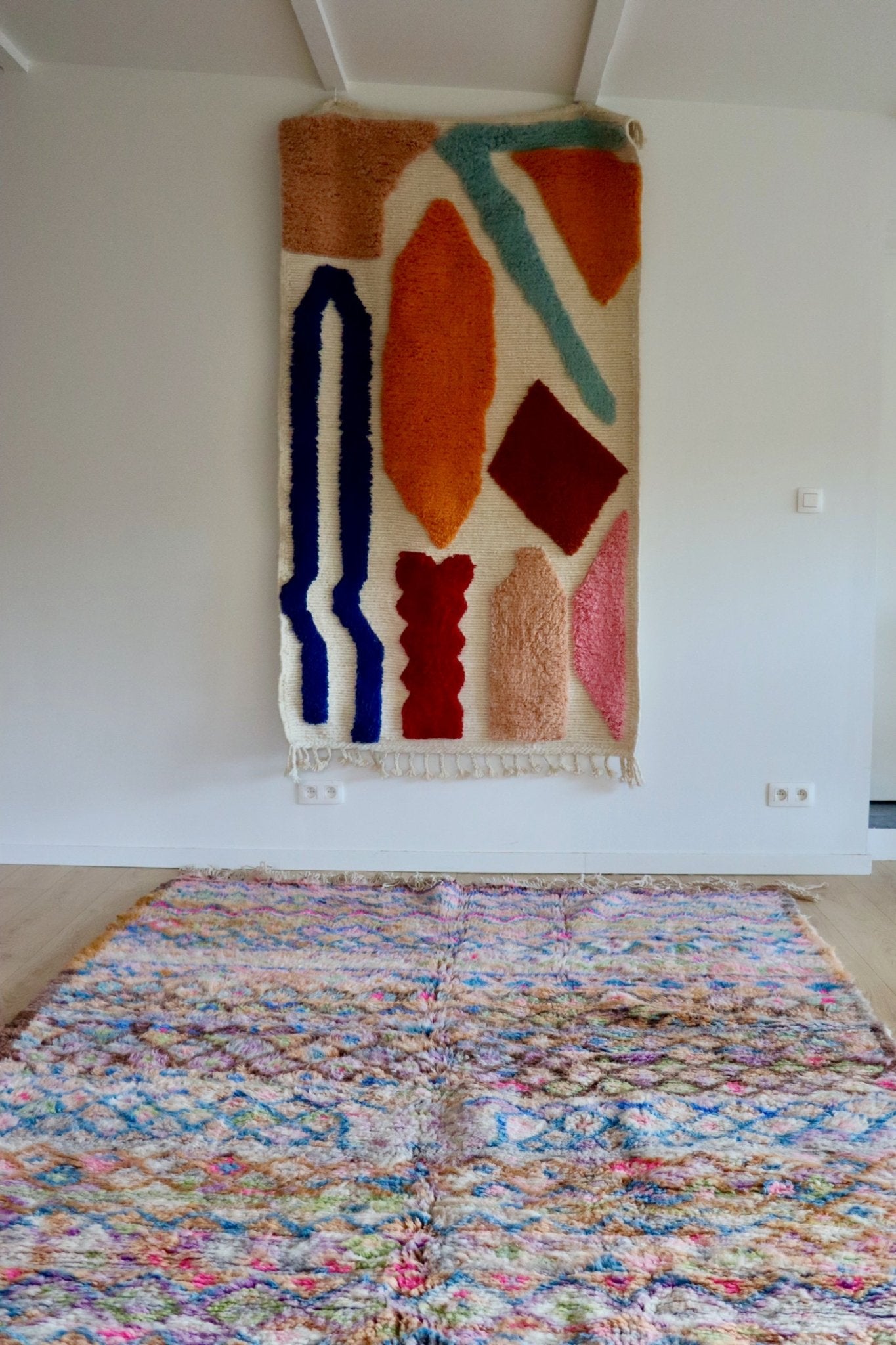 Beni Ouarain Moroccan Colorful Rug (1066) 288x205cm - Diamonds - Tree of Colors