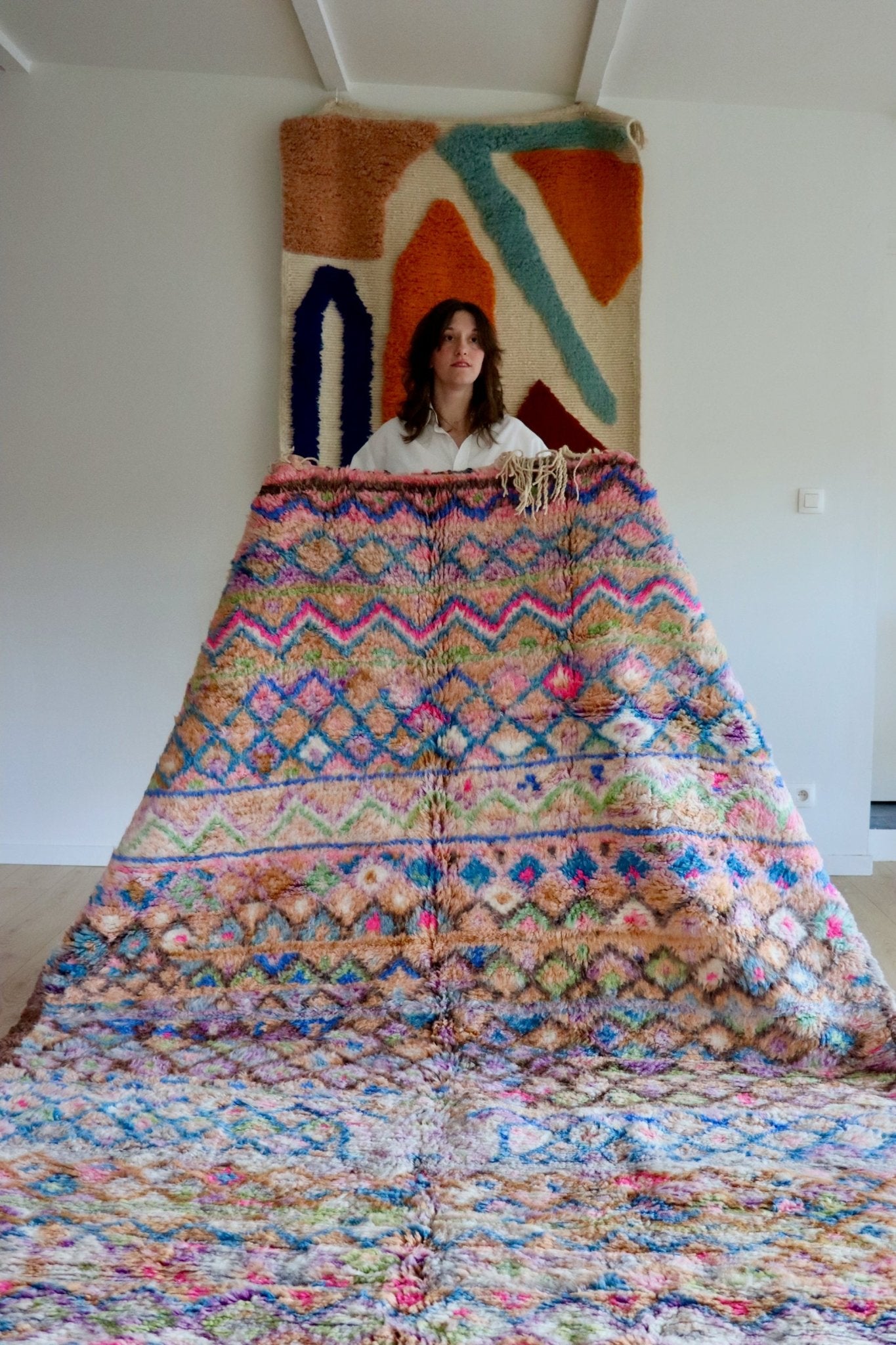 Beni Ouarain Moroccan Colorful Rug (1066) 288x205cm - Diamonds - Tree of Colors