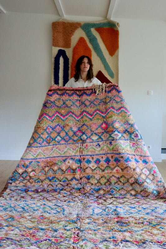 Beni Ouarain Moroccan Colorful Rug (1066) 288x205cm - Diamonds - Tree of Colors