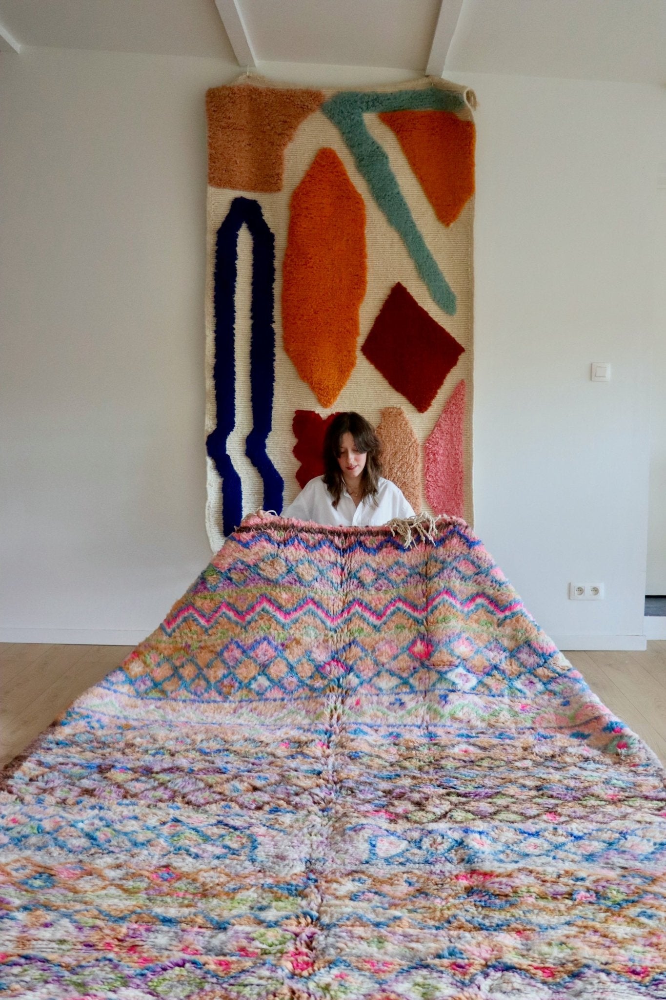 Beni Ouarain Moroccan Colorful Rug (1066) 288x205cm - Diamonds - Tree of Colors