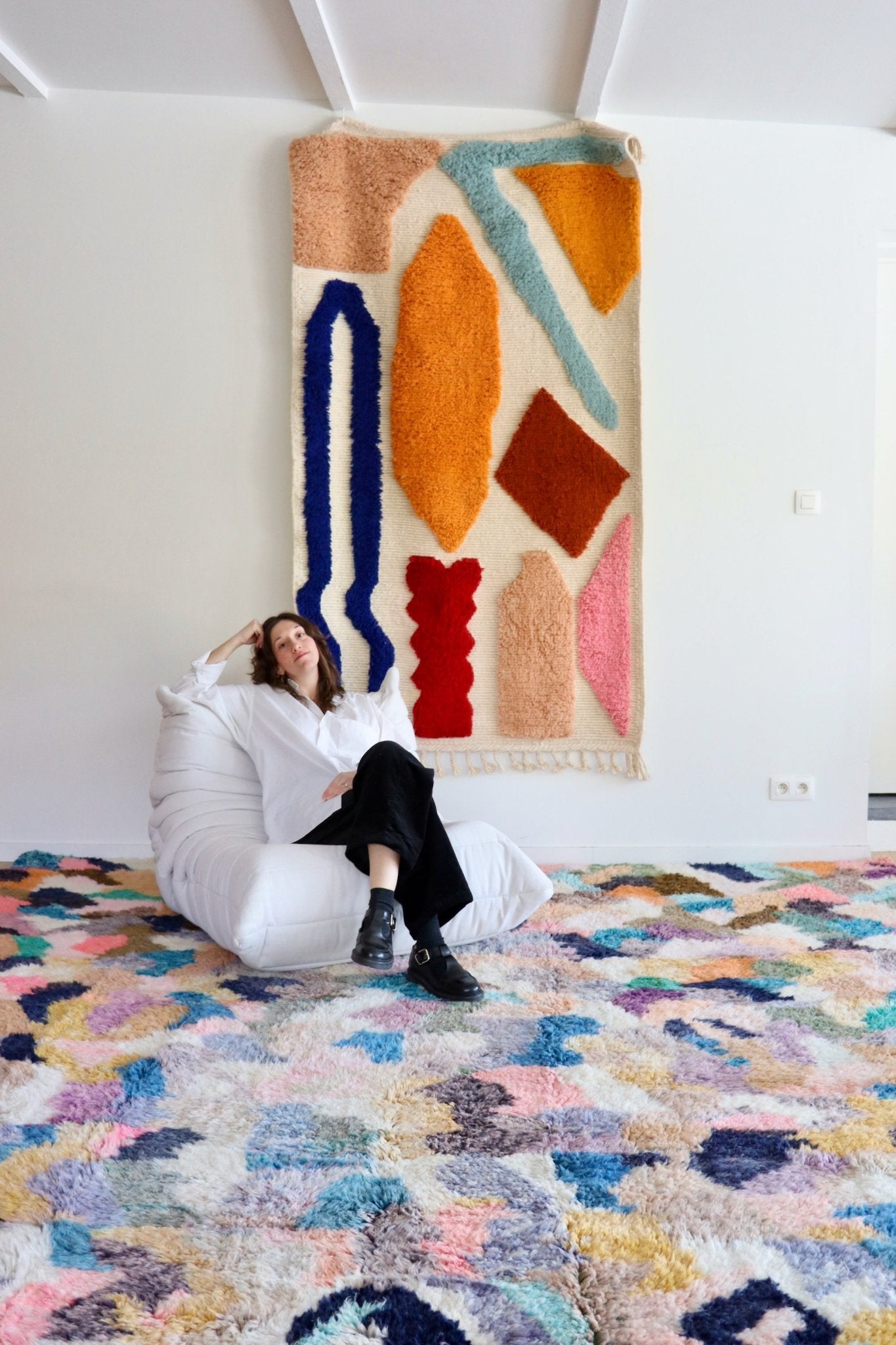 Beni Ouarain Moroccan Colorful Rug (1076) 418x310cm - Memories - Tree of Colors