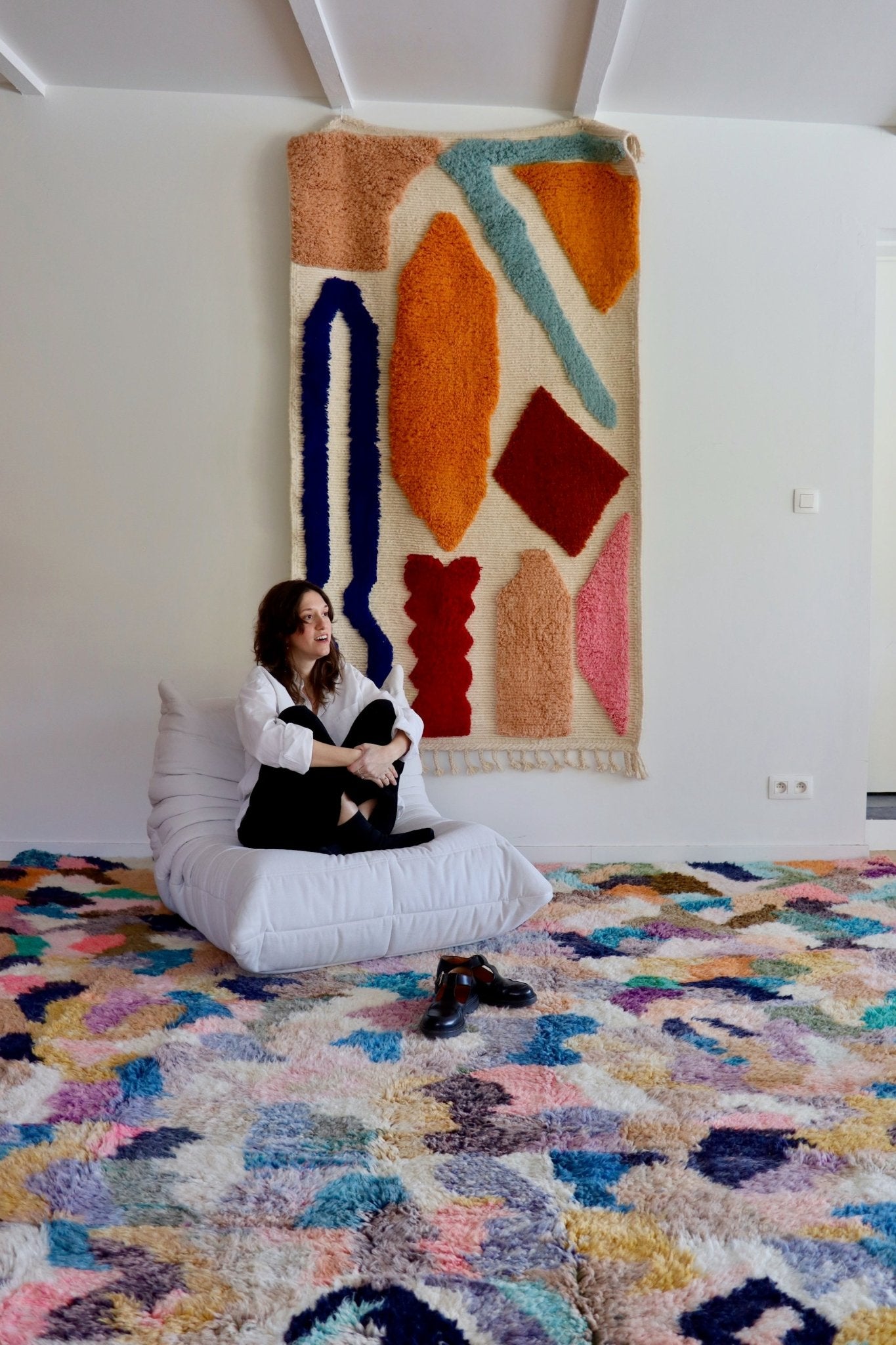 Beni Ouarain Moroccan Colorful Rug (1076) 418x310cm - Memories - Tree of Colors