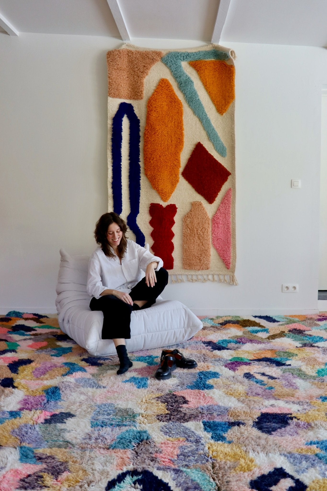 Beni Ouarain Moroccan Colorful Rug (1076) 418x310cm - Memories - Tree of Colors