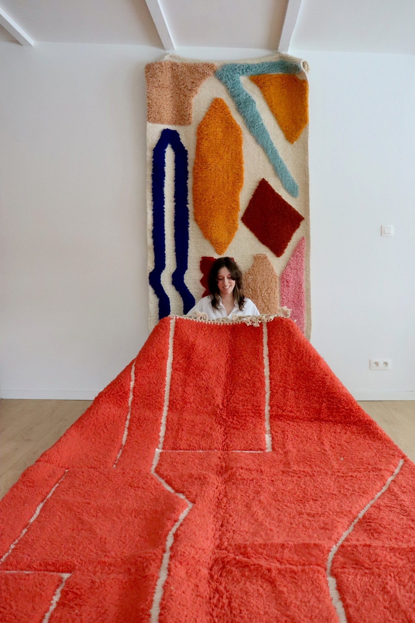 Beni Ouarain Moroccan Colorful Rug (1081) 292x203cm - Red Light - Tree of Colors