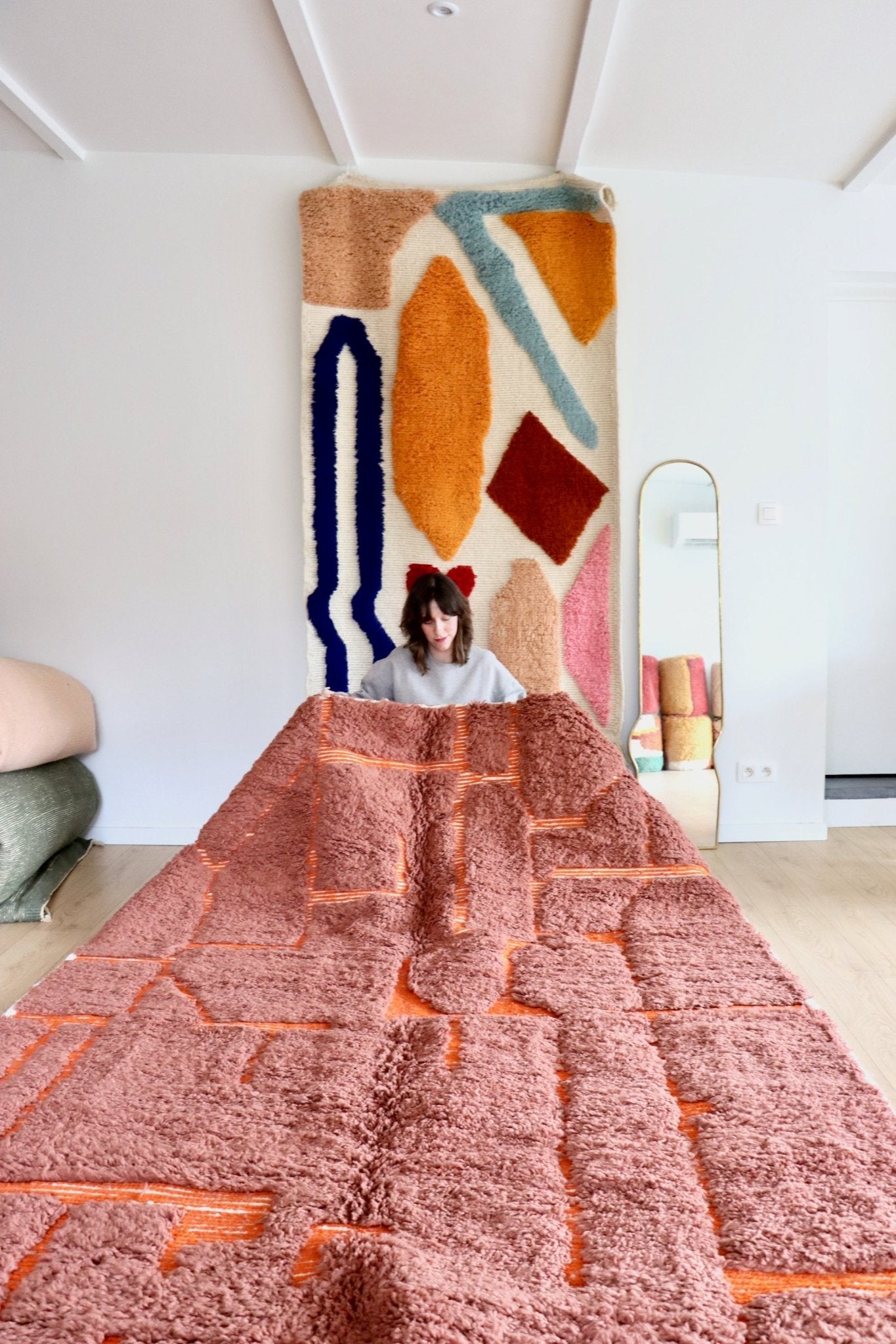 Beni Ouarain Moroccan Colorful Rug (1083) 283x202cm - Burning - Tree of Colors