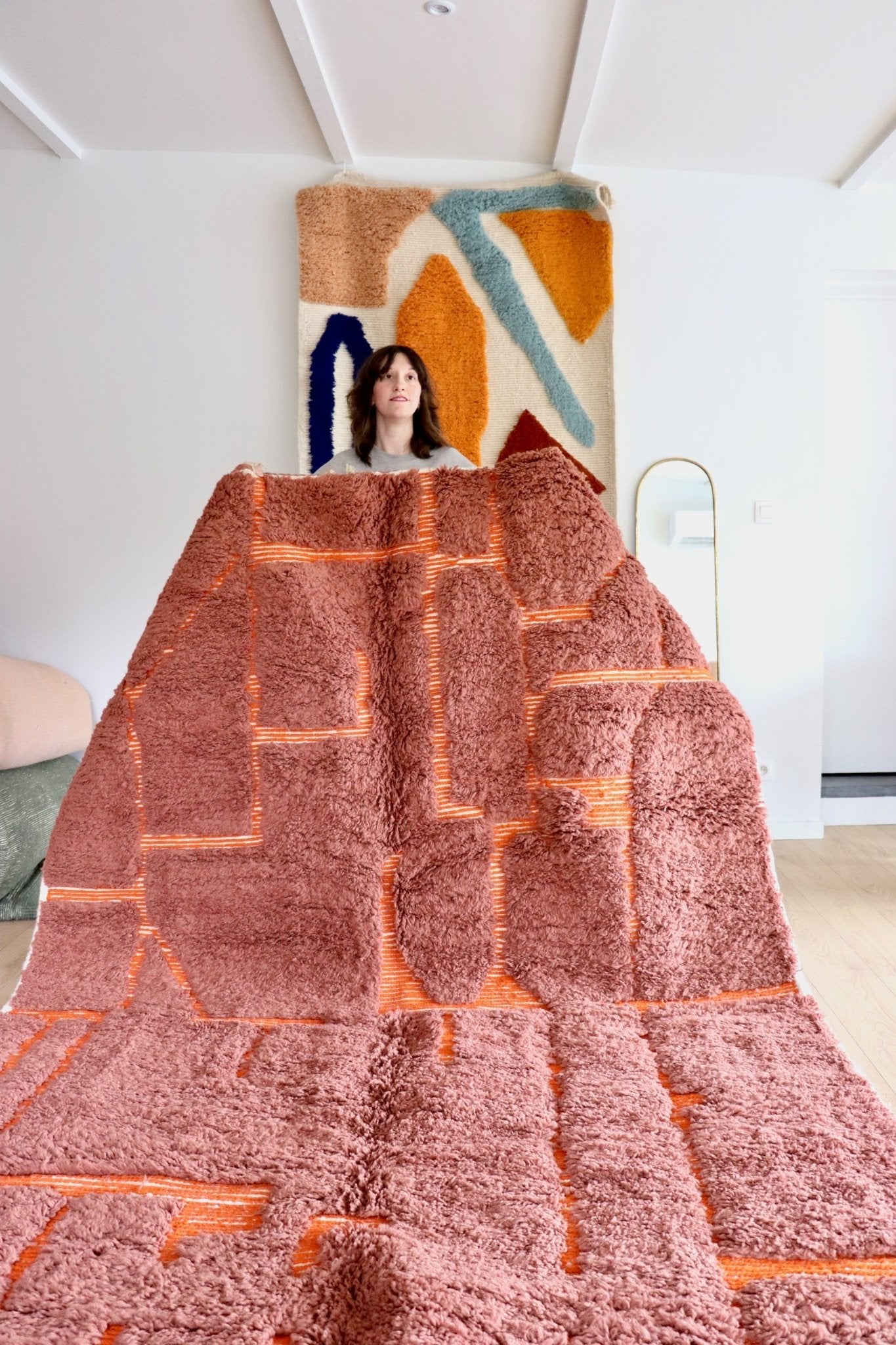 Beni Ouarain Moroccan Colorful Rug (1083) 283x202cm - Burning - Tree of Colors