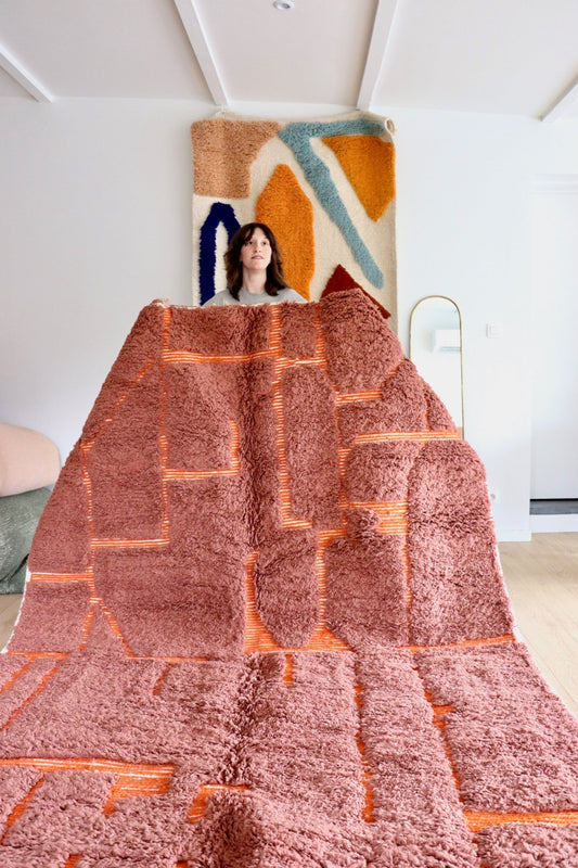 Beni Ouarain Moroccan Colorful Rug (1083) 283x202cm - Burning - Tree of Colors