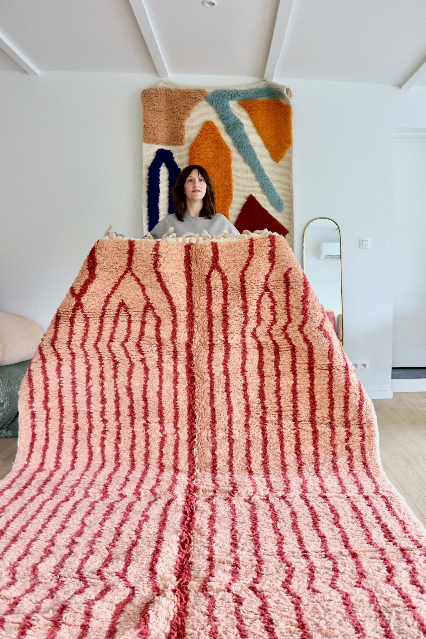 Beni Ouarain Moroccan Colorful Rug (1085) 300x202cm - Roses - Tree of Colors