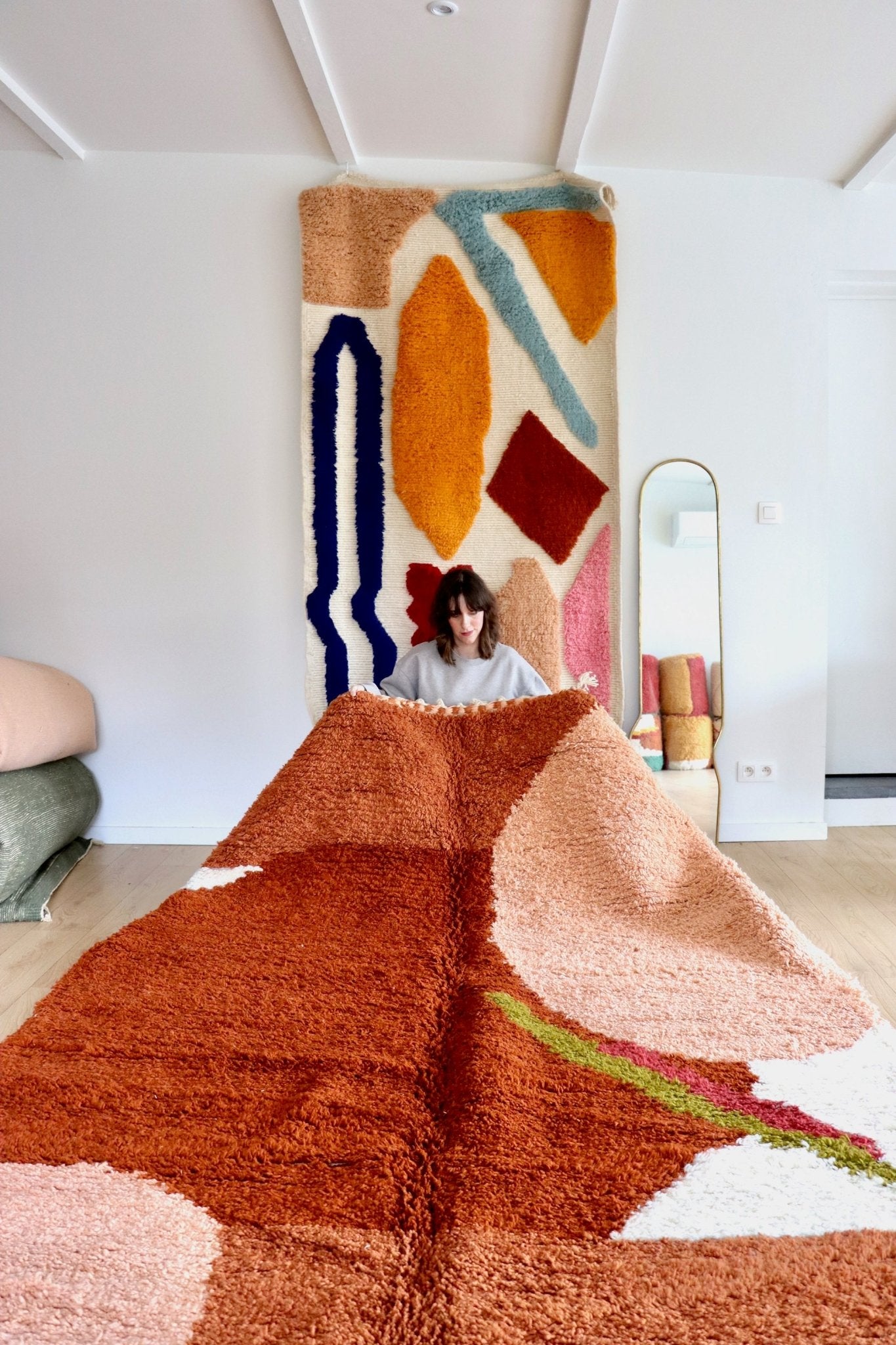 Beni Ouarain Moroccan Colorful Rug (1087) 290x210cm - Garden - Tree of Colors