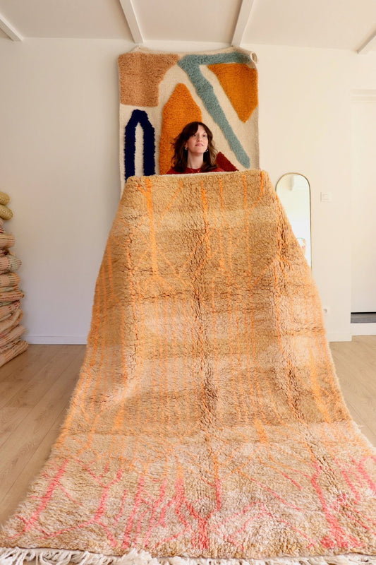 Beni Ouarain Moroccan Colorful Rug (1100) 257x157cm - Pink Flow - Tree of Colors