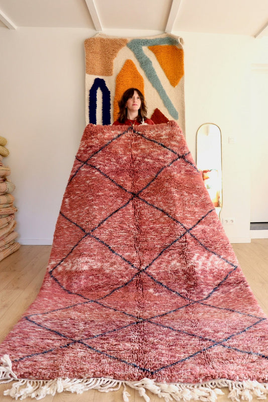 Beni Ouarain Moroccan Colorful Rug (1105) 247x167cm - Rosewood - Tree of Colors