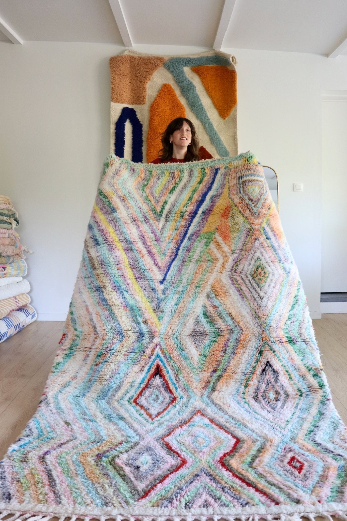 Beni Ouarain Moroccan Colorful Rug (1107) 245x160cm - Finca - Tree of Colors