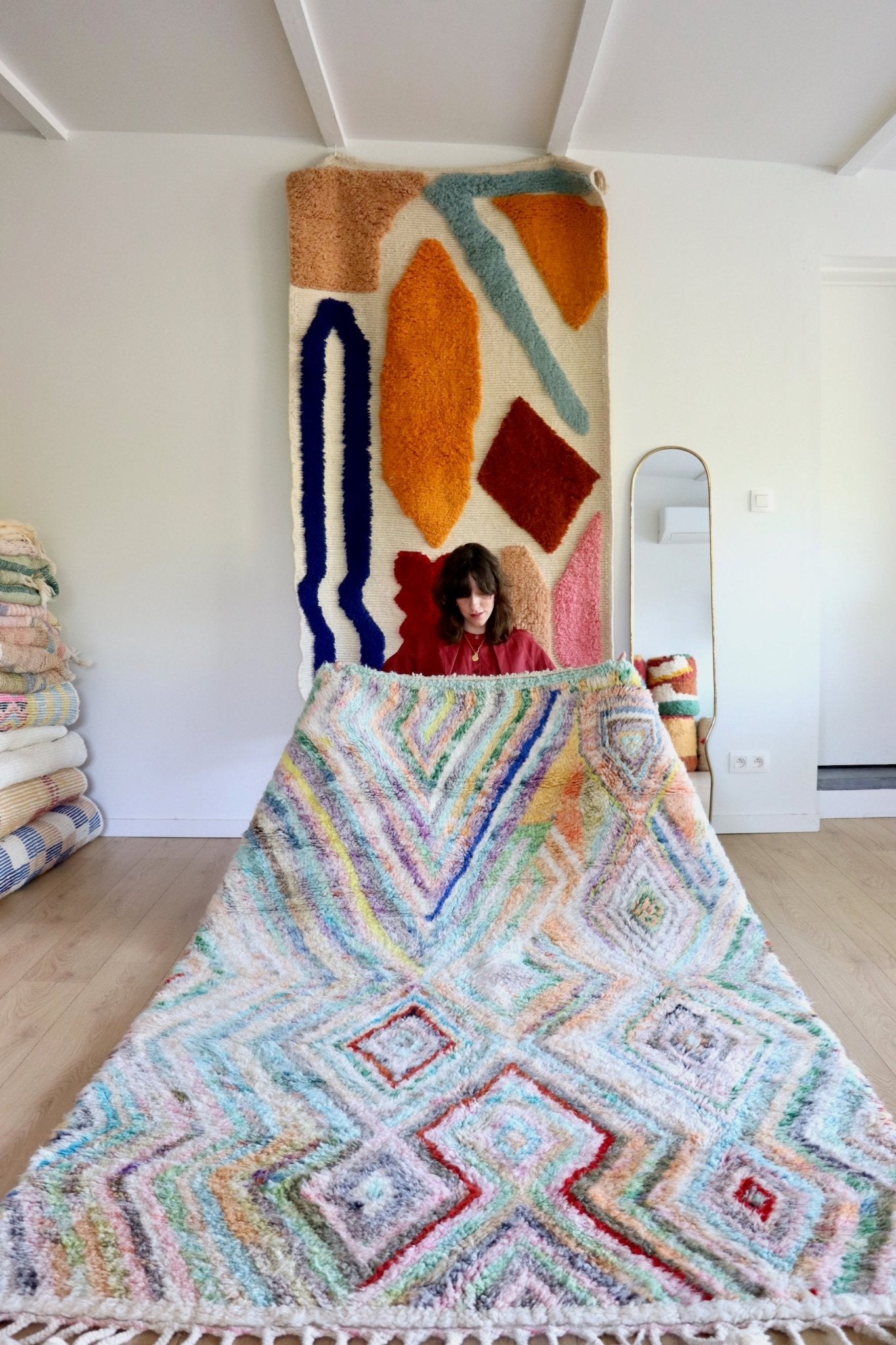 Beni Ouarain Moroccan Colorful Rug (1107) 245x160cm - Finca - Tree of Colors