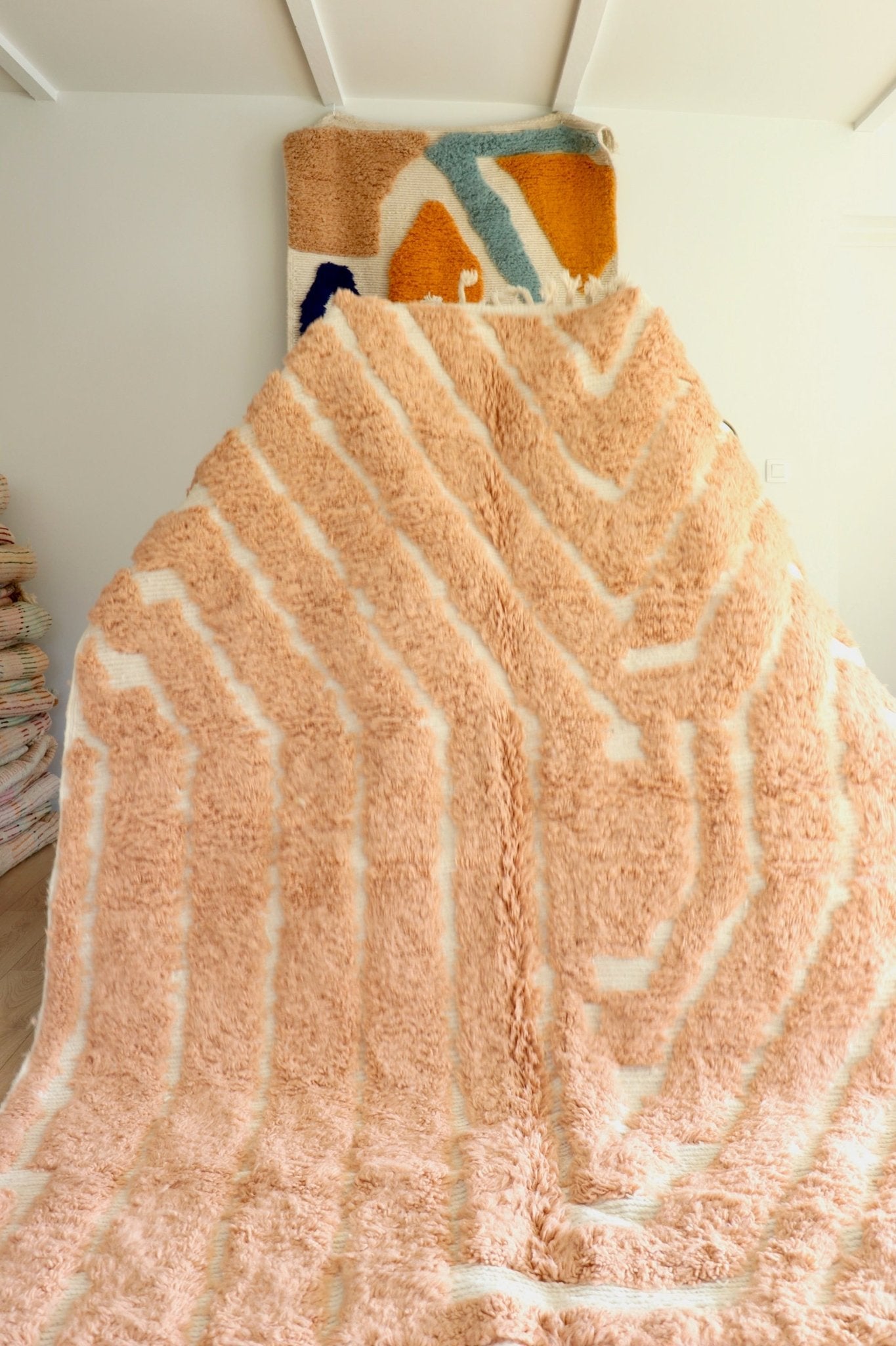 Beni Ouarain Moroccan Colorful Rug (1129) 308x202cm - Peach - Tree of Colors