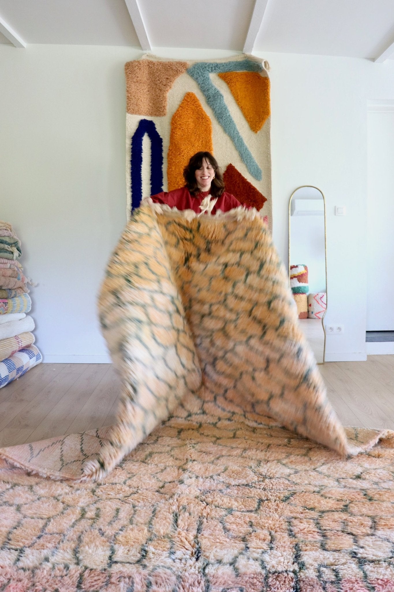 Beni Ouarain Moroccan Colorful Rug (1139) 309x209cm - Honeycomb - Tree of Colors