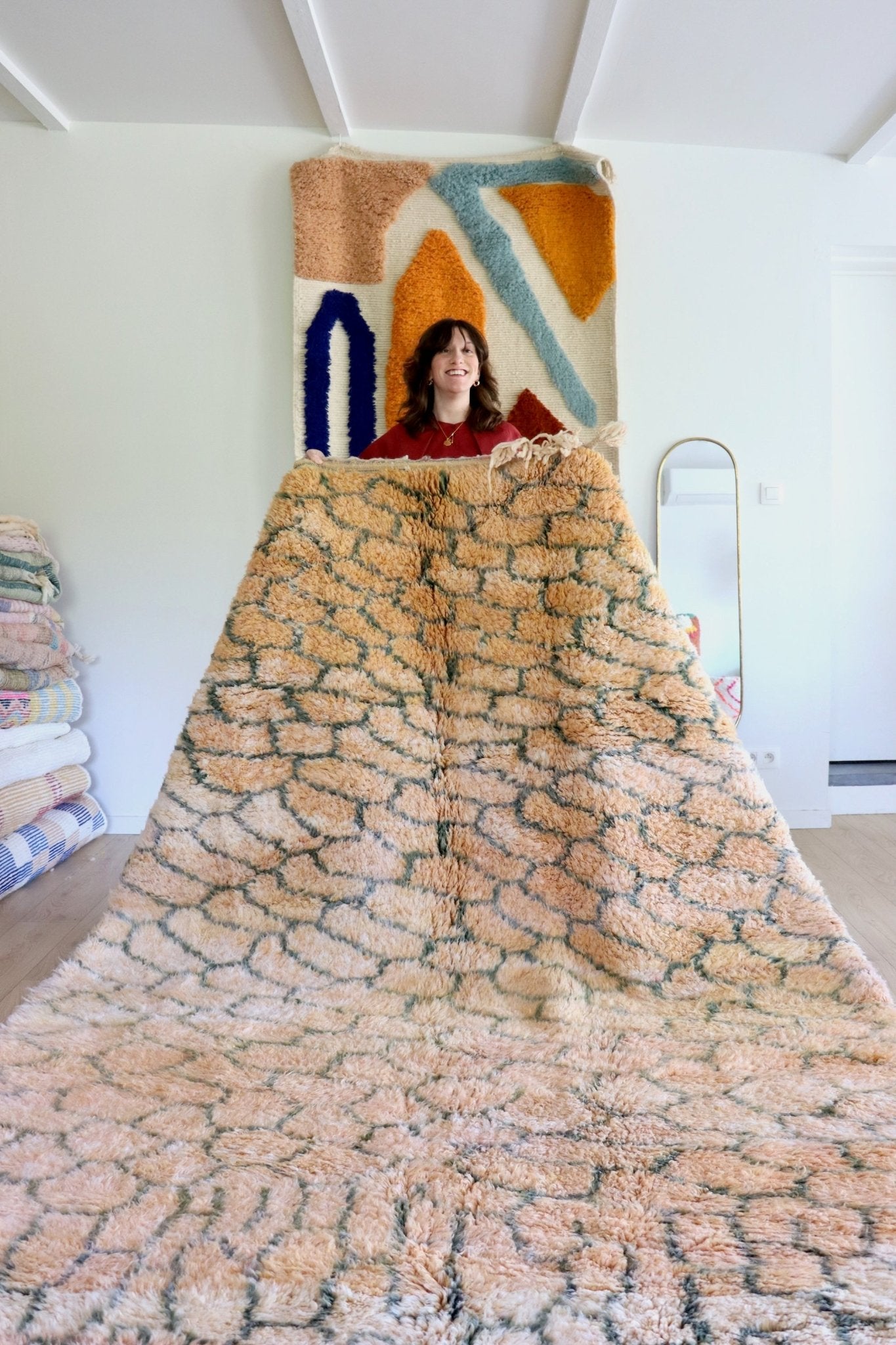 Beni Ouarain Moroccan Colorful Rug (1139) 309x209cm - Honeycomb - Tree of Colors