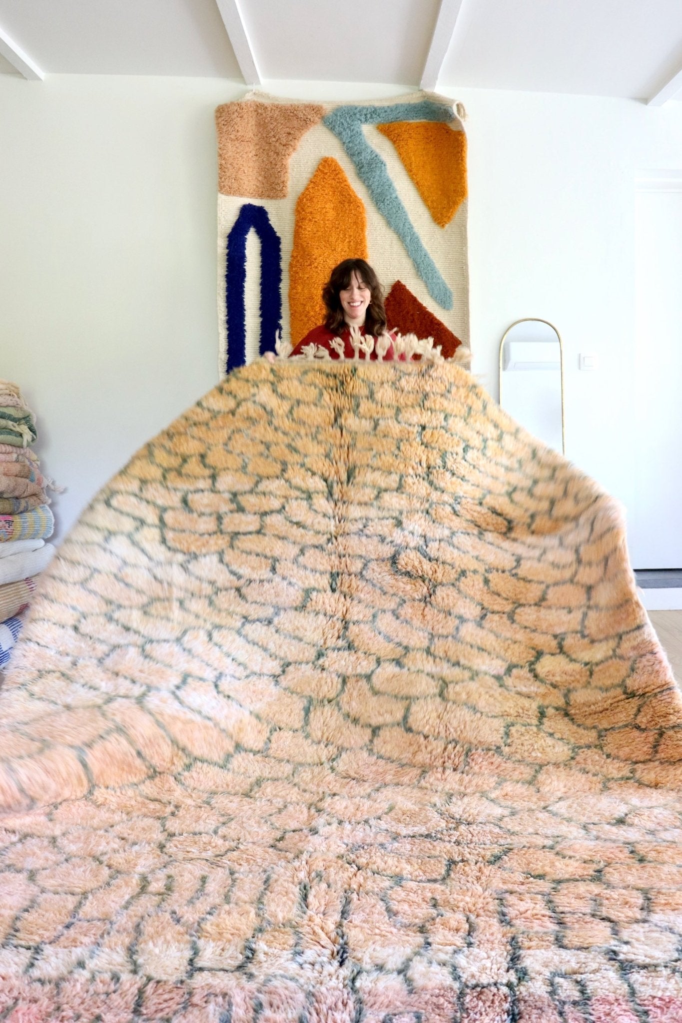 Beni Ouarain Moroccan Colorful Rug (1139) 309x209cm - Honeycomb - Tree of Colors