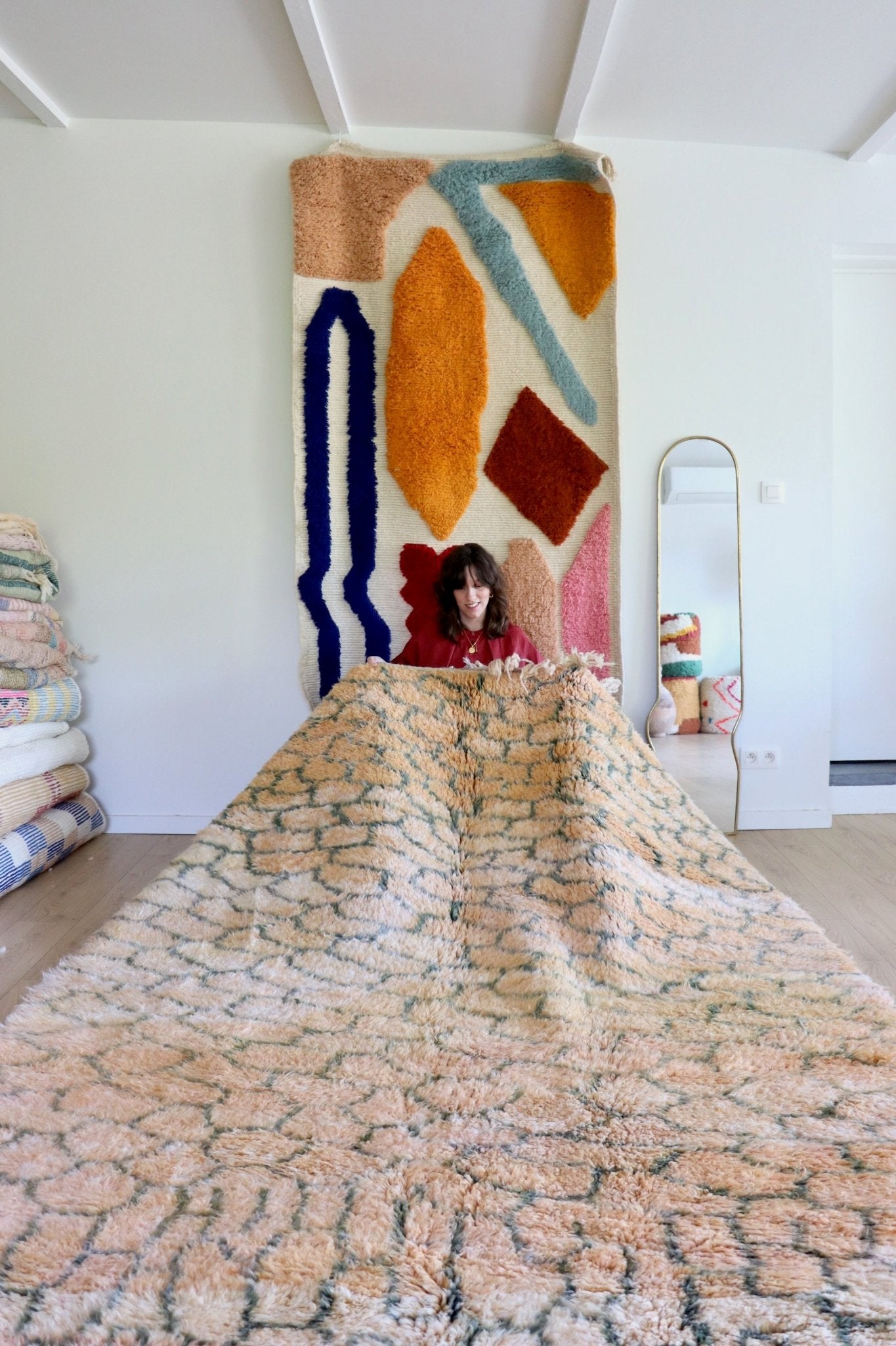 Beni Ouarain Moroccan Colorful Rug (1139) 309x209cm - Honeycomb - Tree of Colors