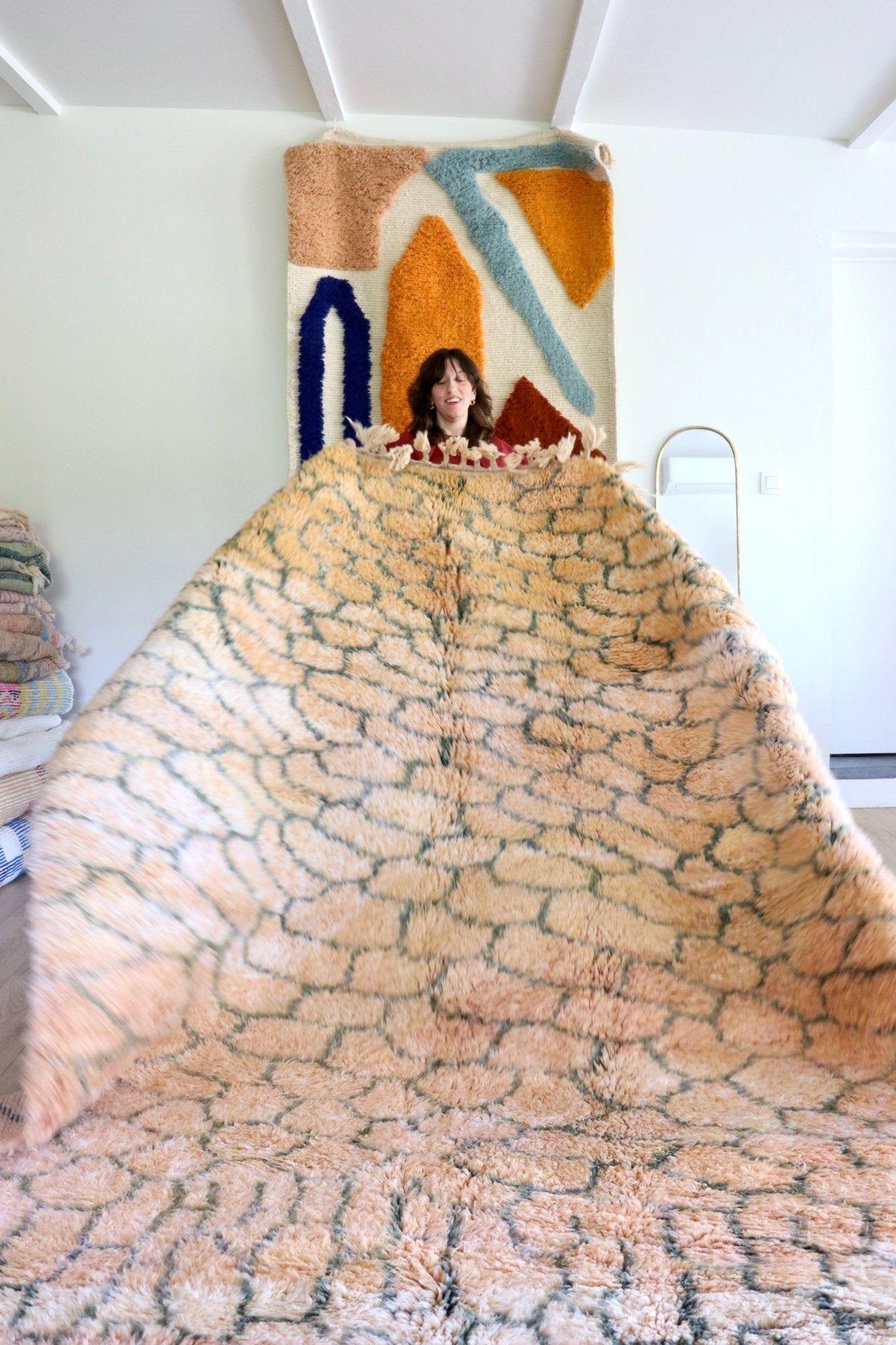 Beni Ouarain Moroccan Colorful Rug (1139) 309x209cm - Honeycomb - Tree of Colors