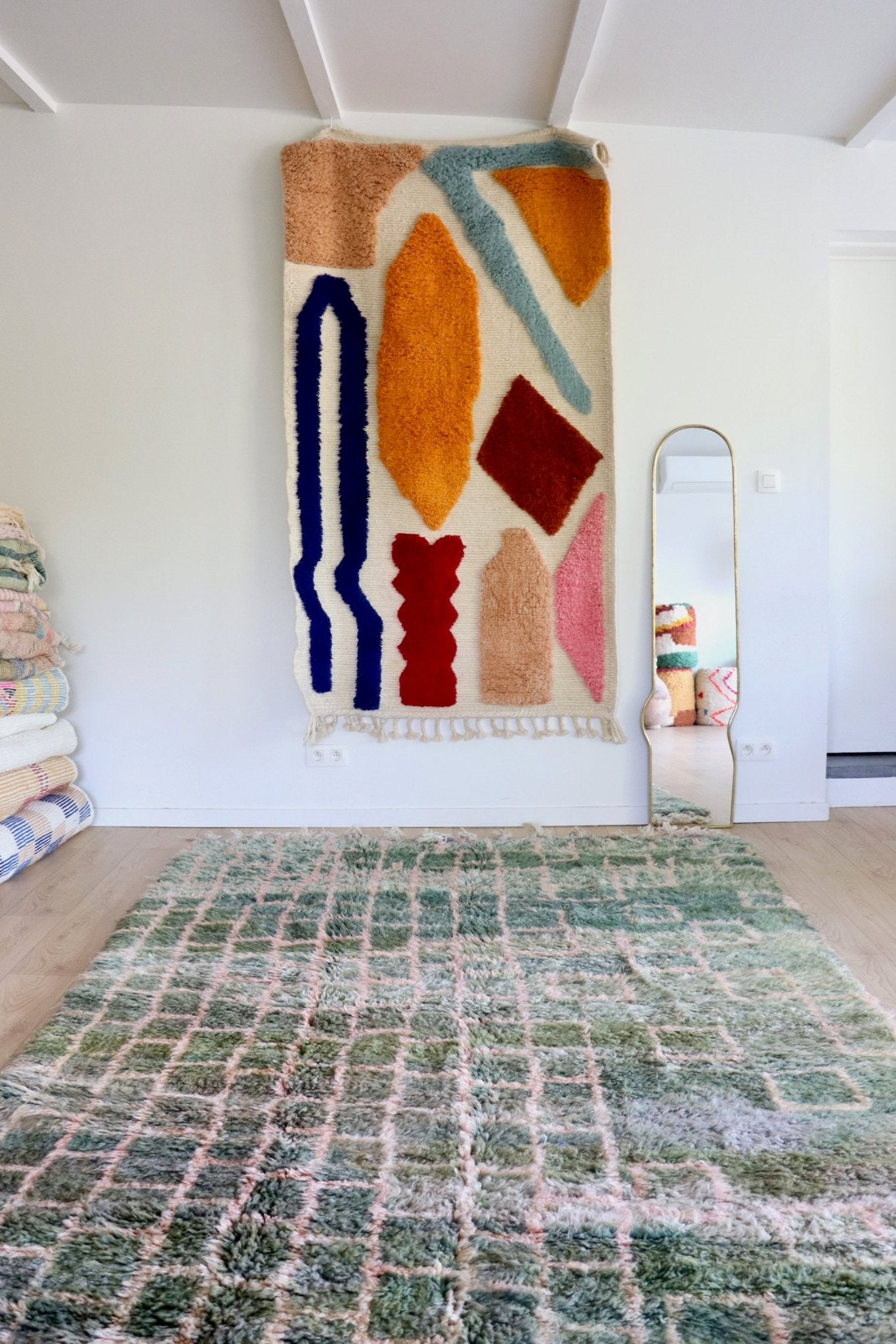 Beni Ouarain Moroccan Colorful Rug (1141) 300x192cm - Shadows Forest - Tree of Colors