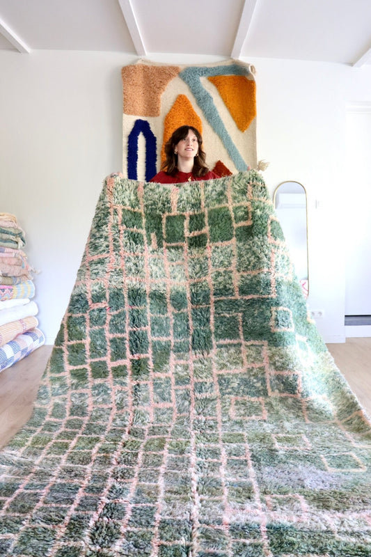 Beni Ouarain Moroccan Colorful Rug (1141) 300x192cm - Shadows Forest - Tree of Colors