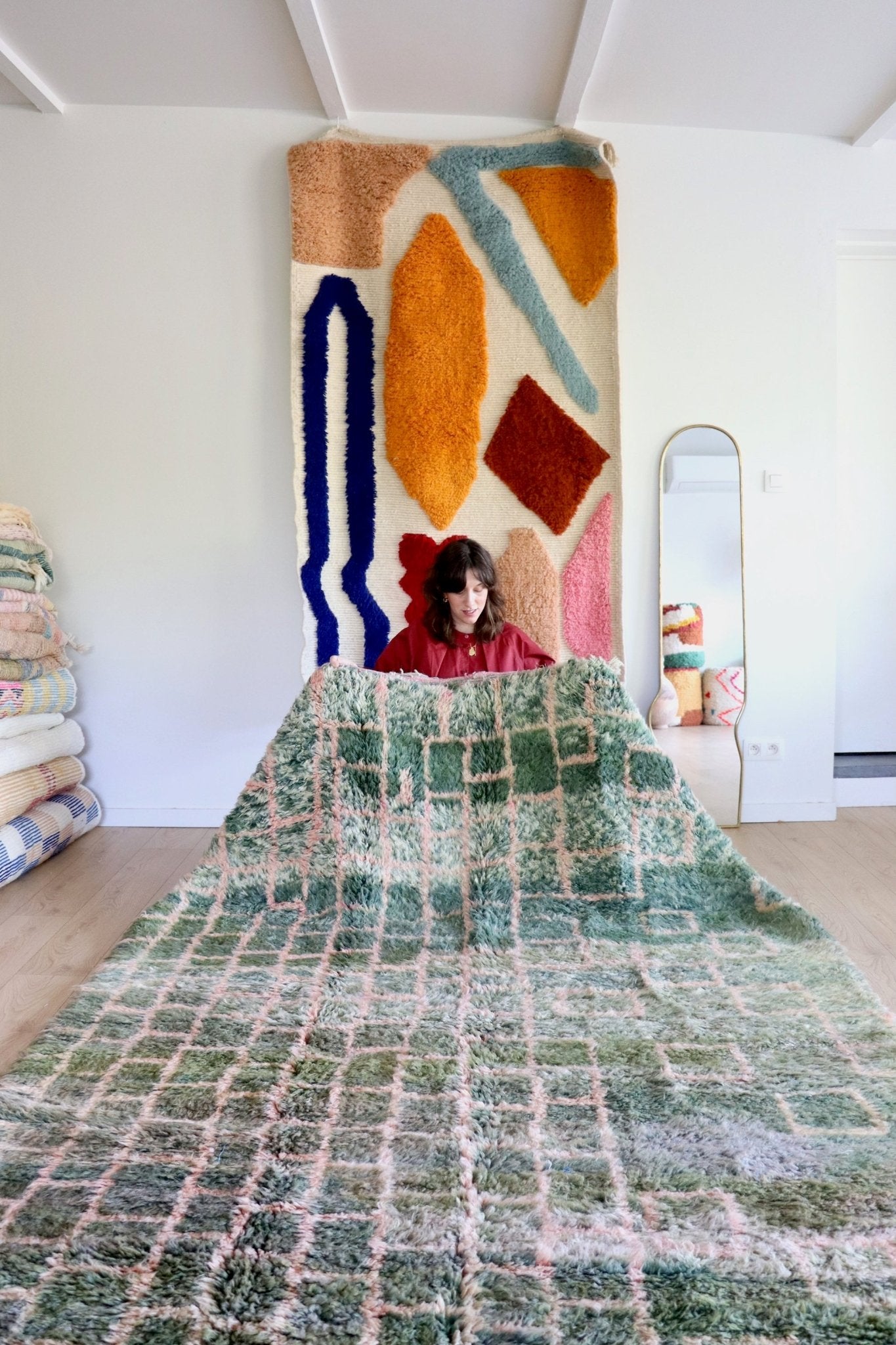 Beni Ouarain Moroccan Colorful Rug (1141) 300x192cm - Shadows Forest - Tree of Colors